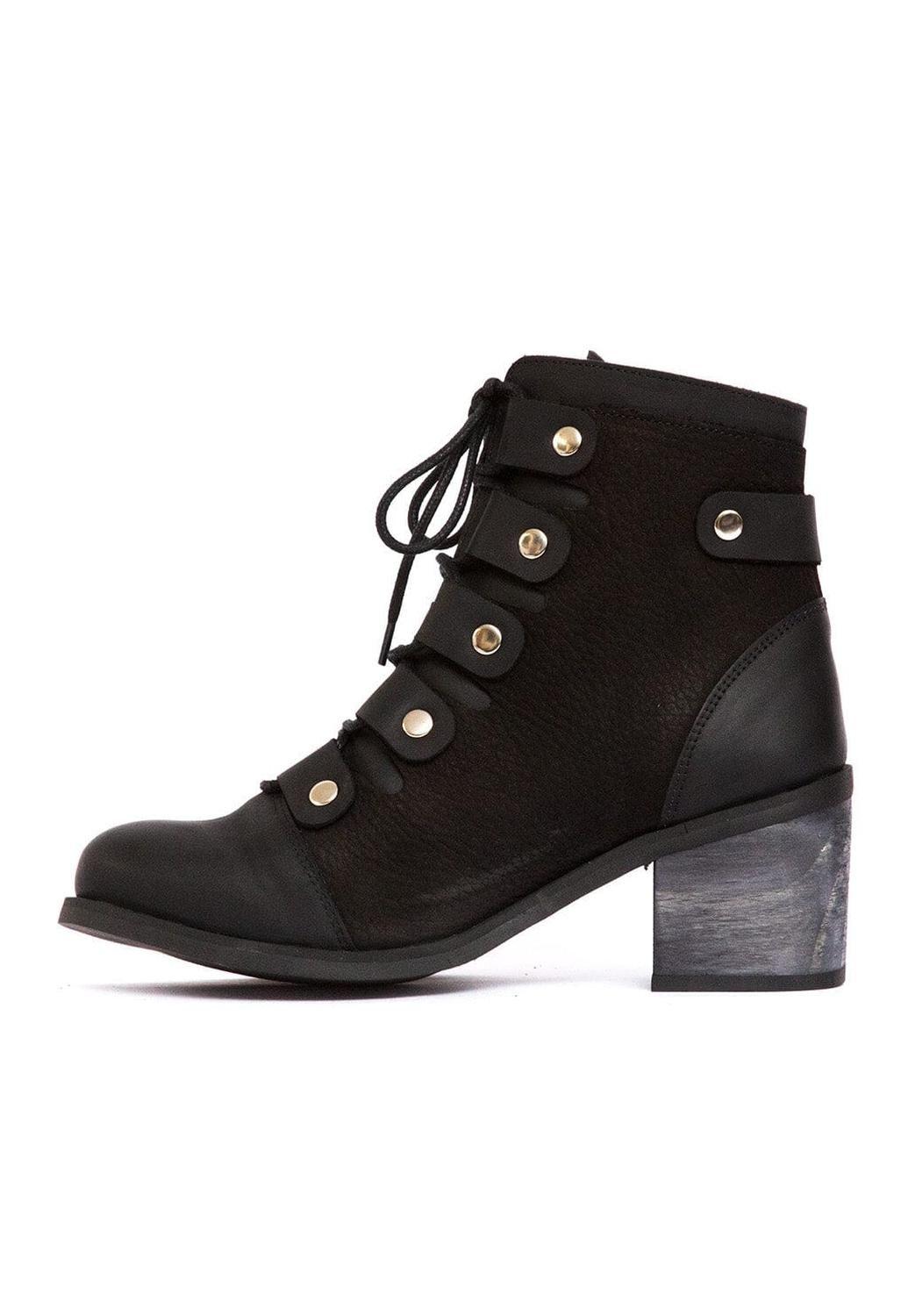 Botin Mujer De Cuero Ati Negro C18-2
