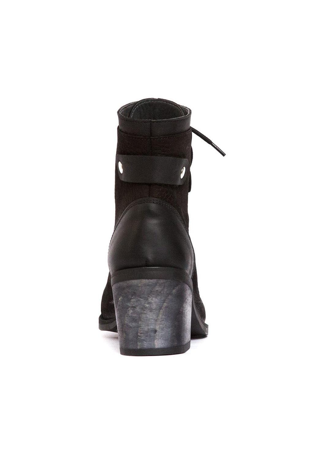 Botin Mujer De Cuero Ati Negro C18-3