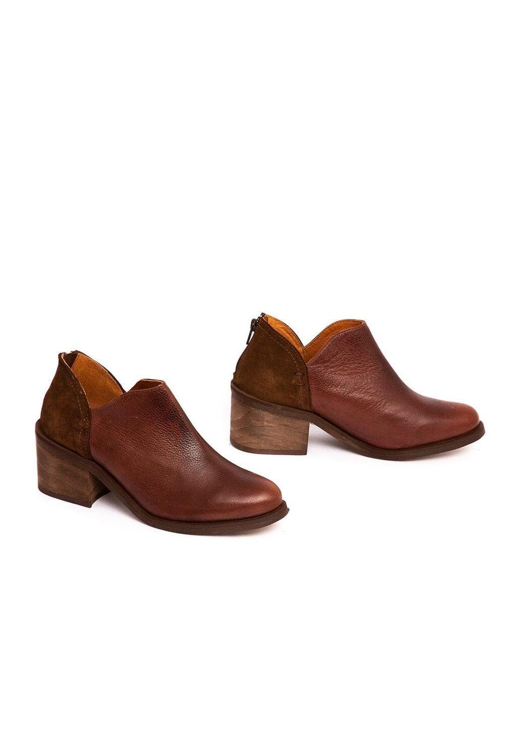 Botin Mujer De Cuero Vinago Café C33-5