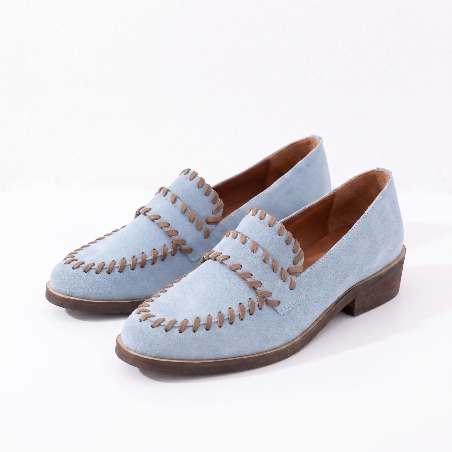 Zapato Cuero Mujer Rastro Celeste Taupe-1