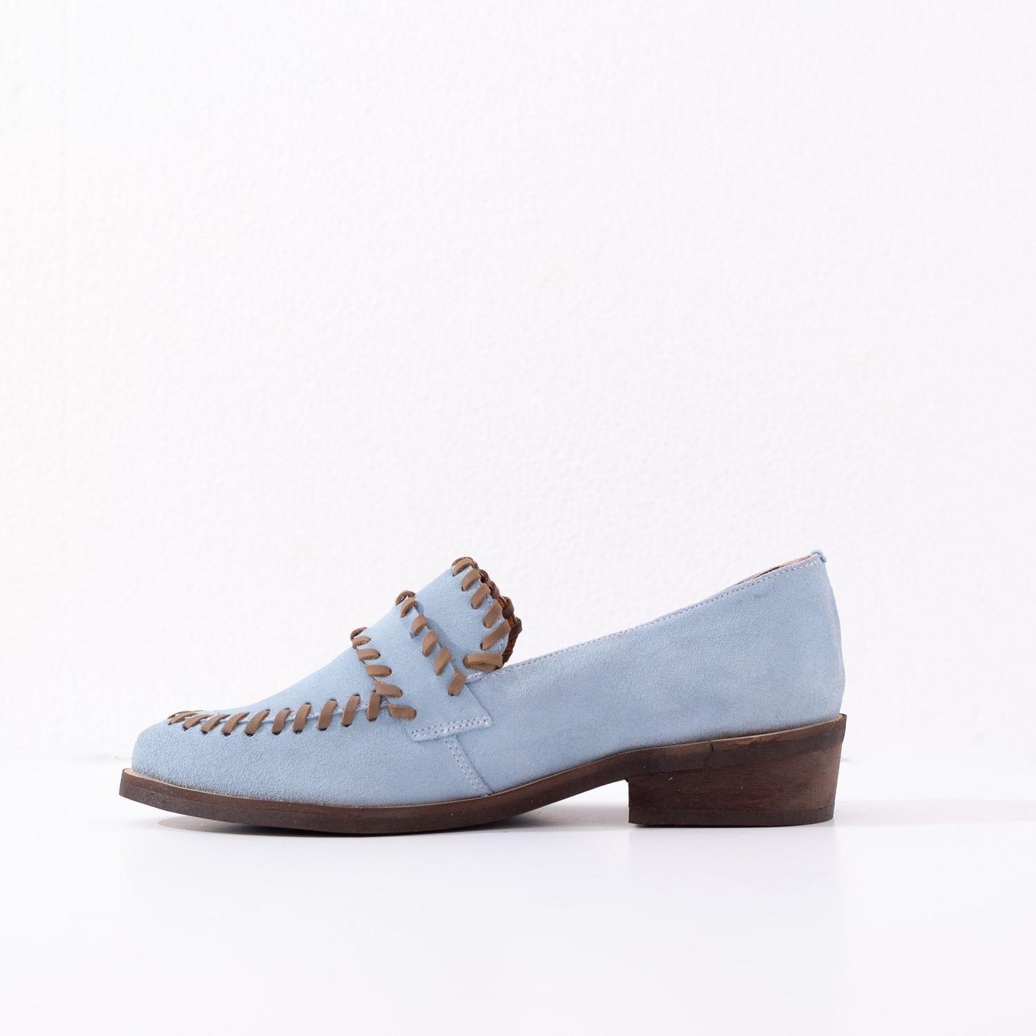 Zapato Cuero Mujer Rastro Celeste Taupe-2