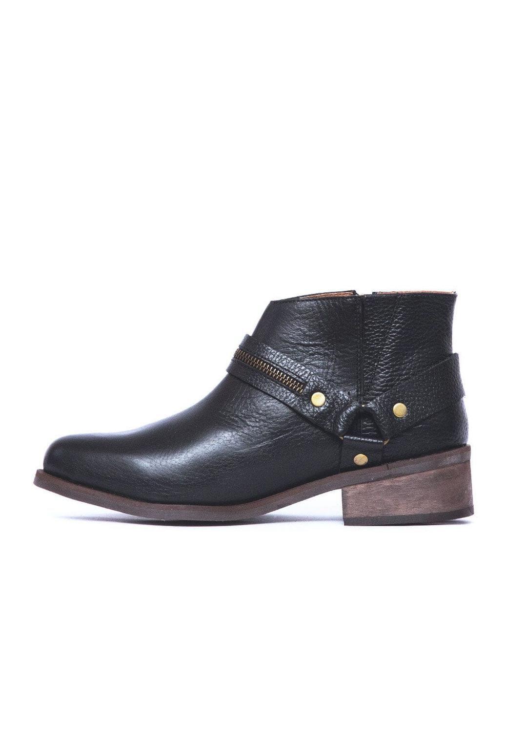 Botin Mujer De Cuero Margot Negro C8-3
