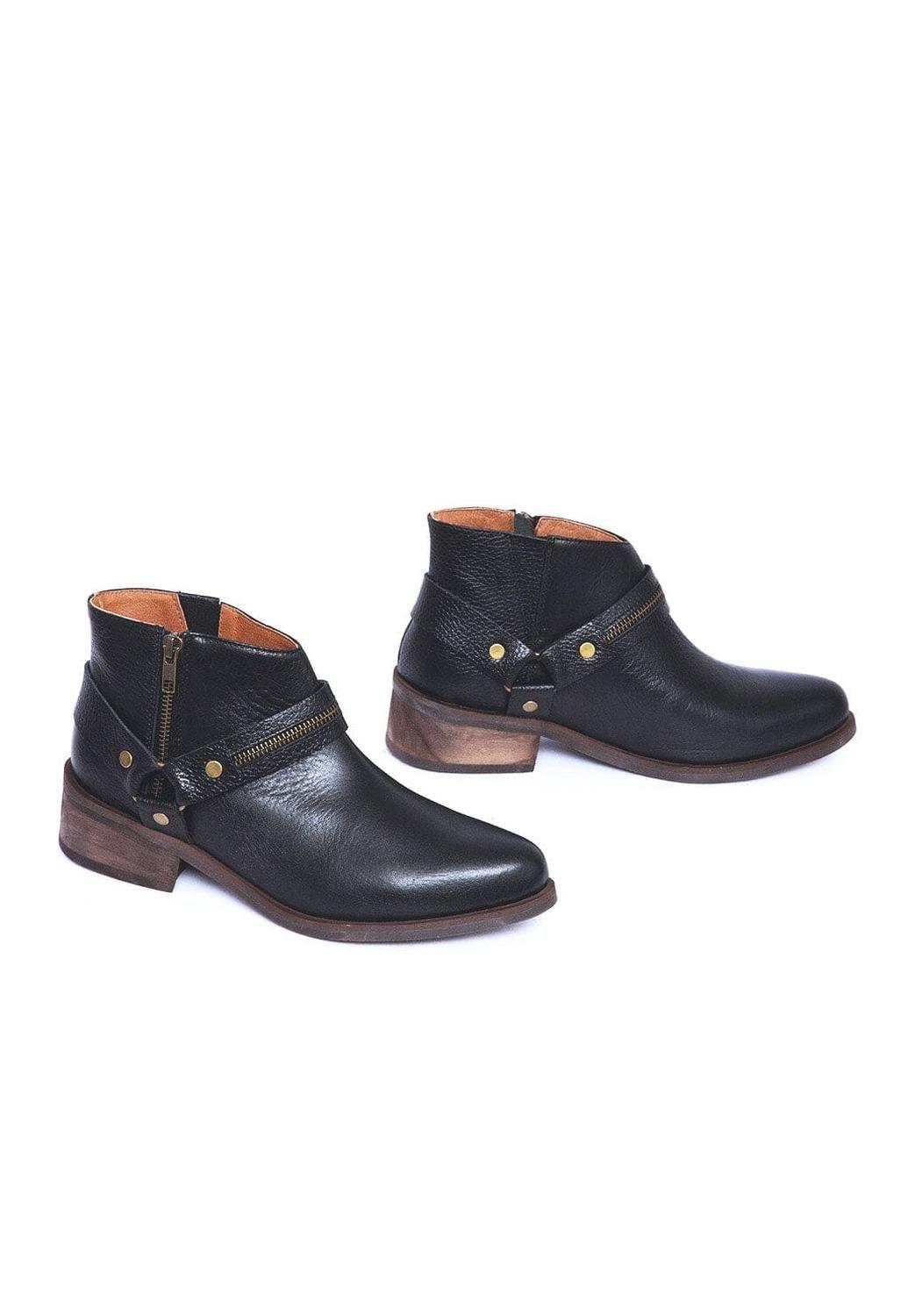 Botin Mujer De Cuero Margot Negro C8-5