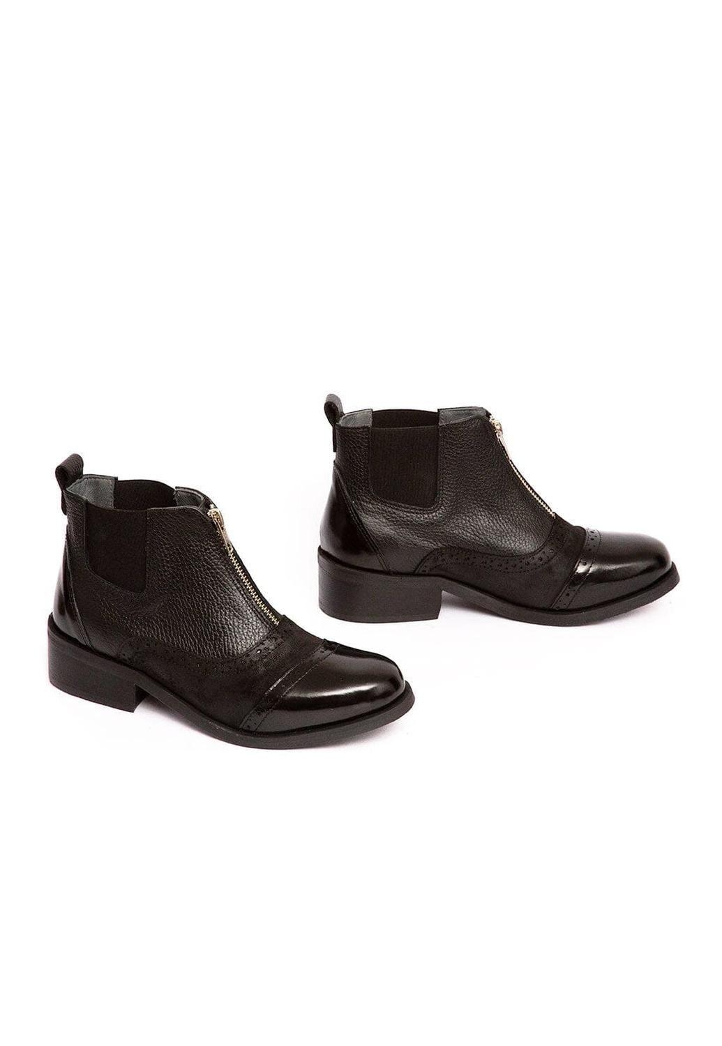 Botin Mujer De Cuero Diana Negro C1-5