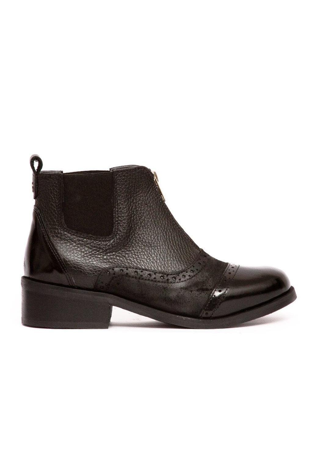 Botin Mujer De Cuero Diana Negro C1-0