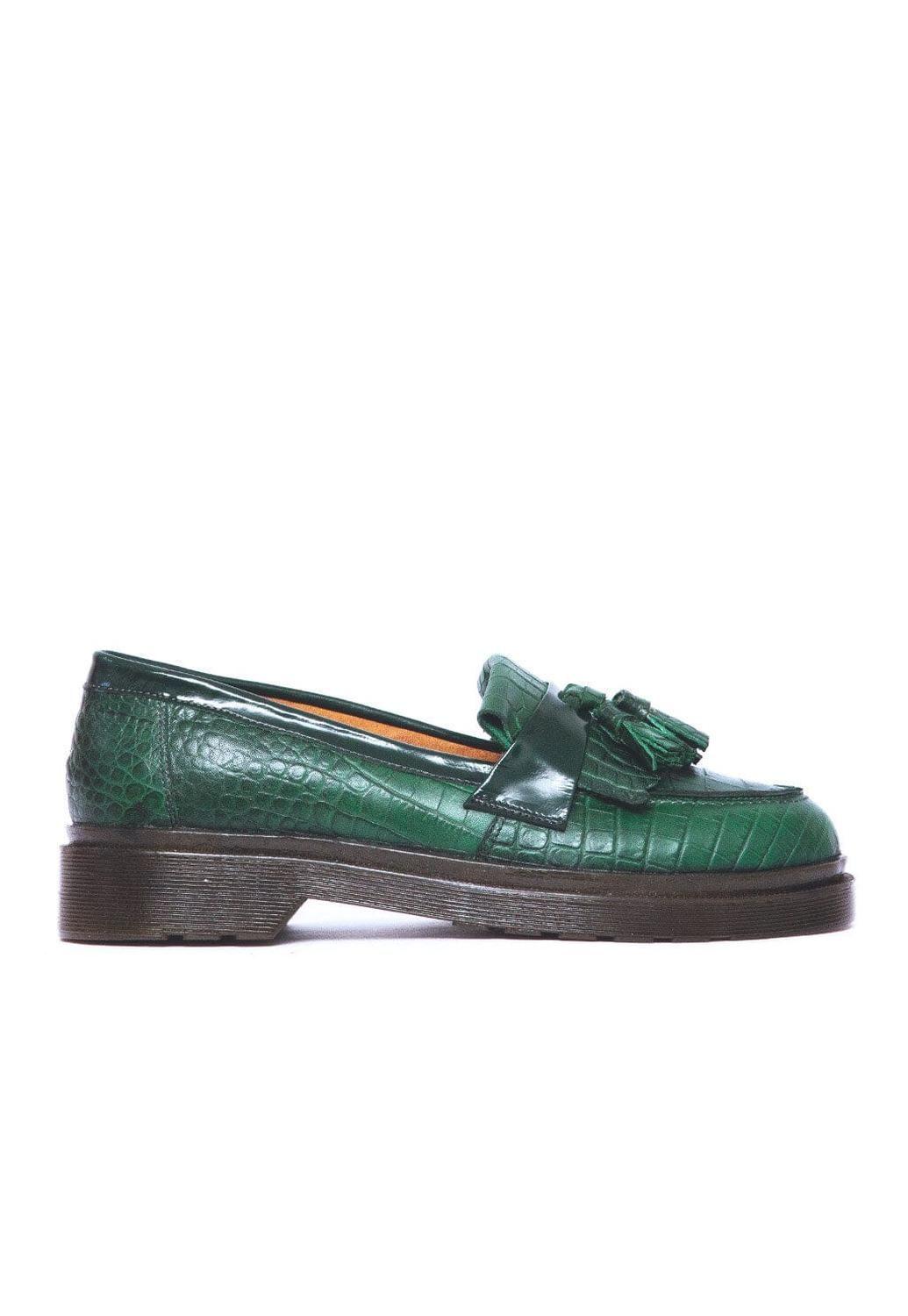 Mocasin Mujer De Cuero Matilde Verde C9-0