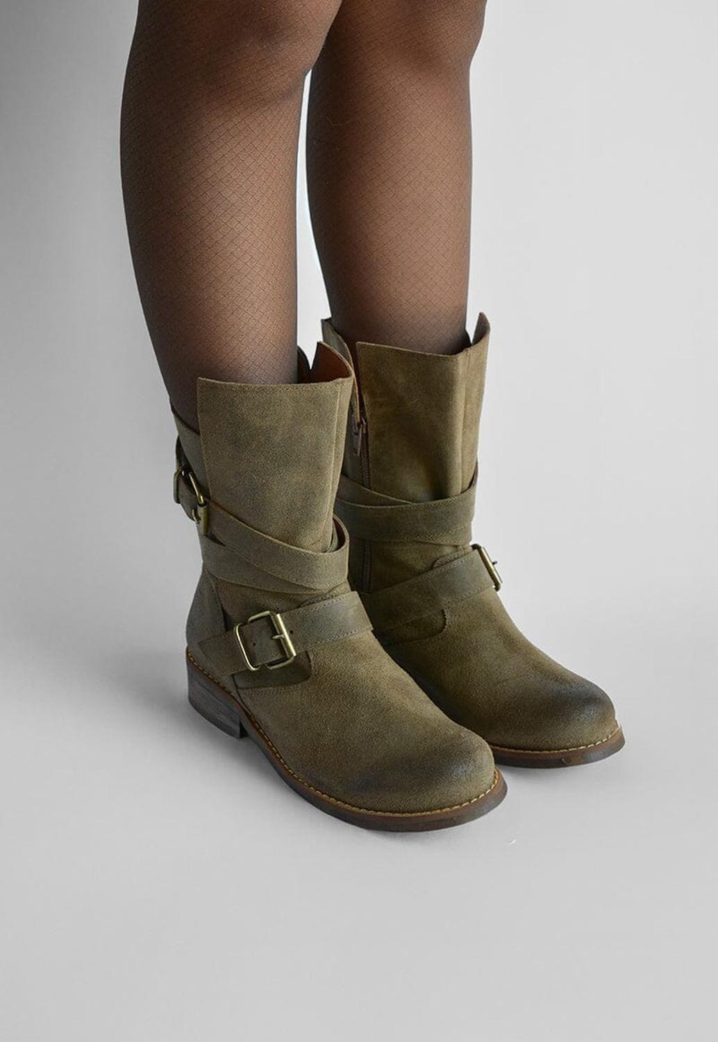 Bota Mujer De Cuero Paola Verde C6-6