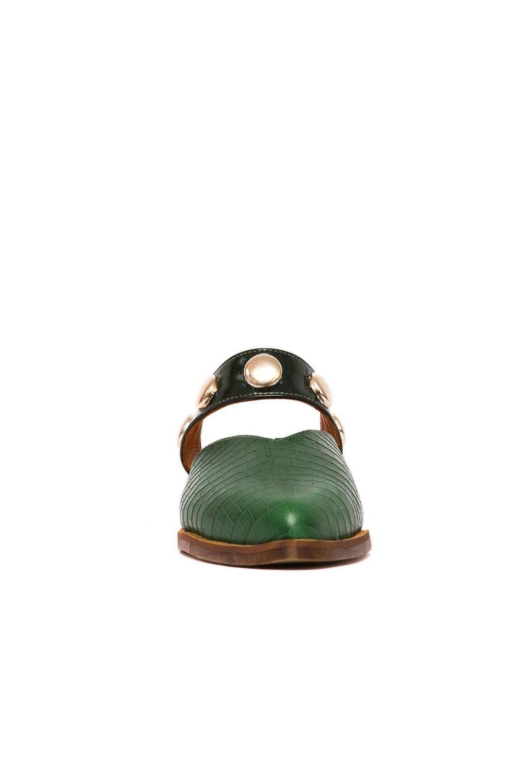Babucha Mujer De Cuero Pibi Verde C47-2