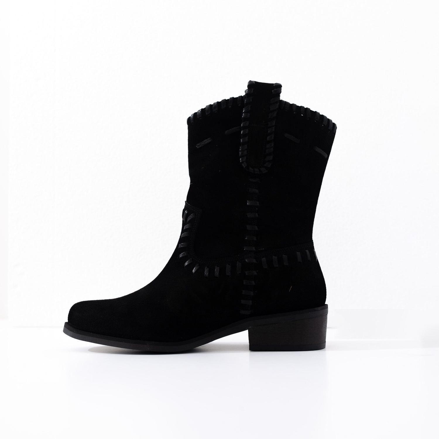 Bota Cuero Mujer Ceniza Negro-2