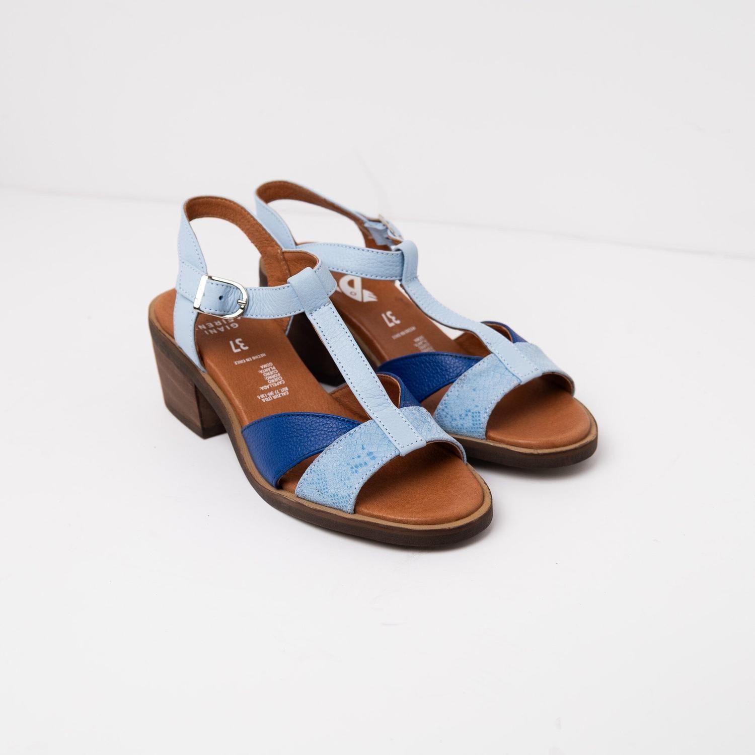 Sandalia Cuero Mujer  Sauco Celeste Azul-1