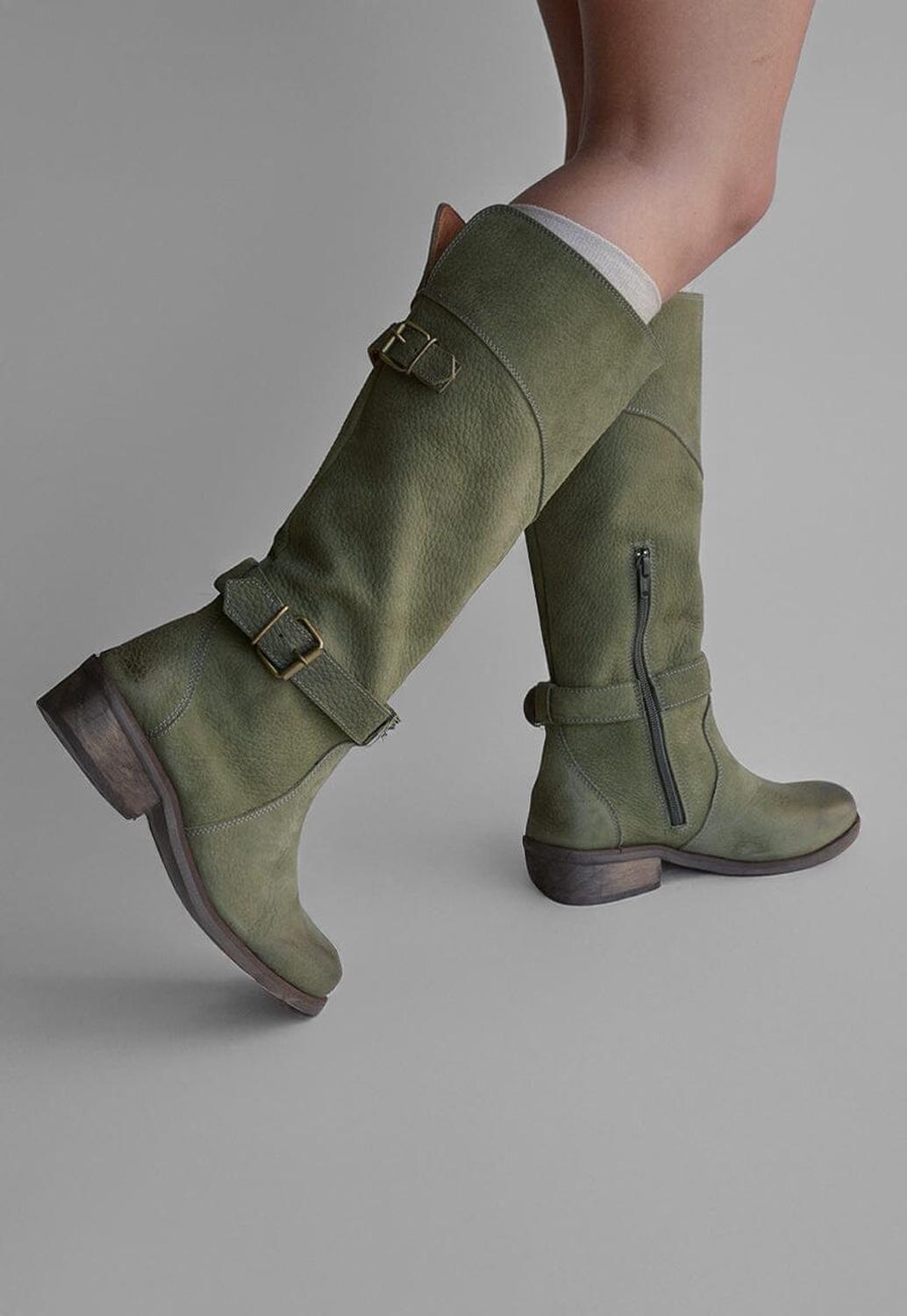 Bota Mujer De Cuero Harriet Verde C3-6