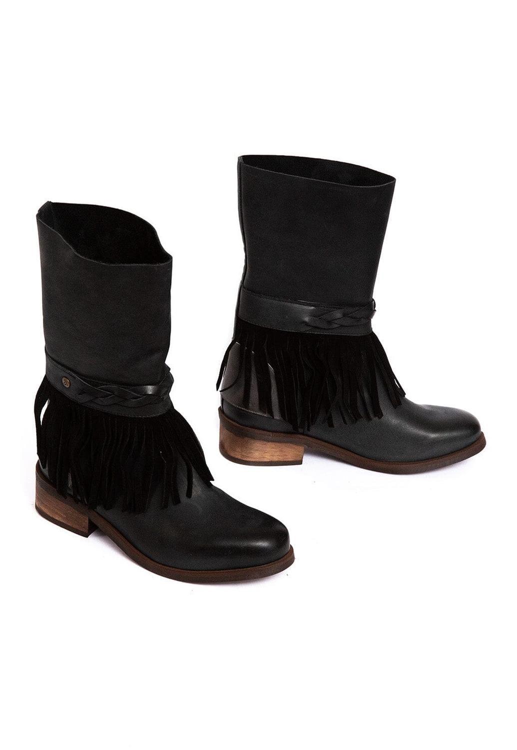 Bota Mujer De Cuero Teodora Negro C1-5
