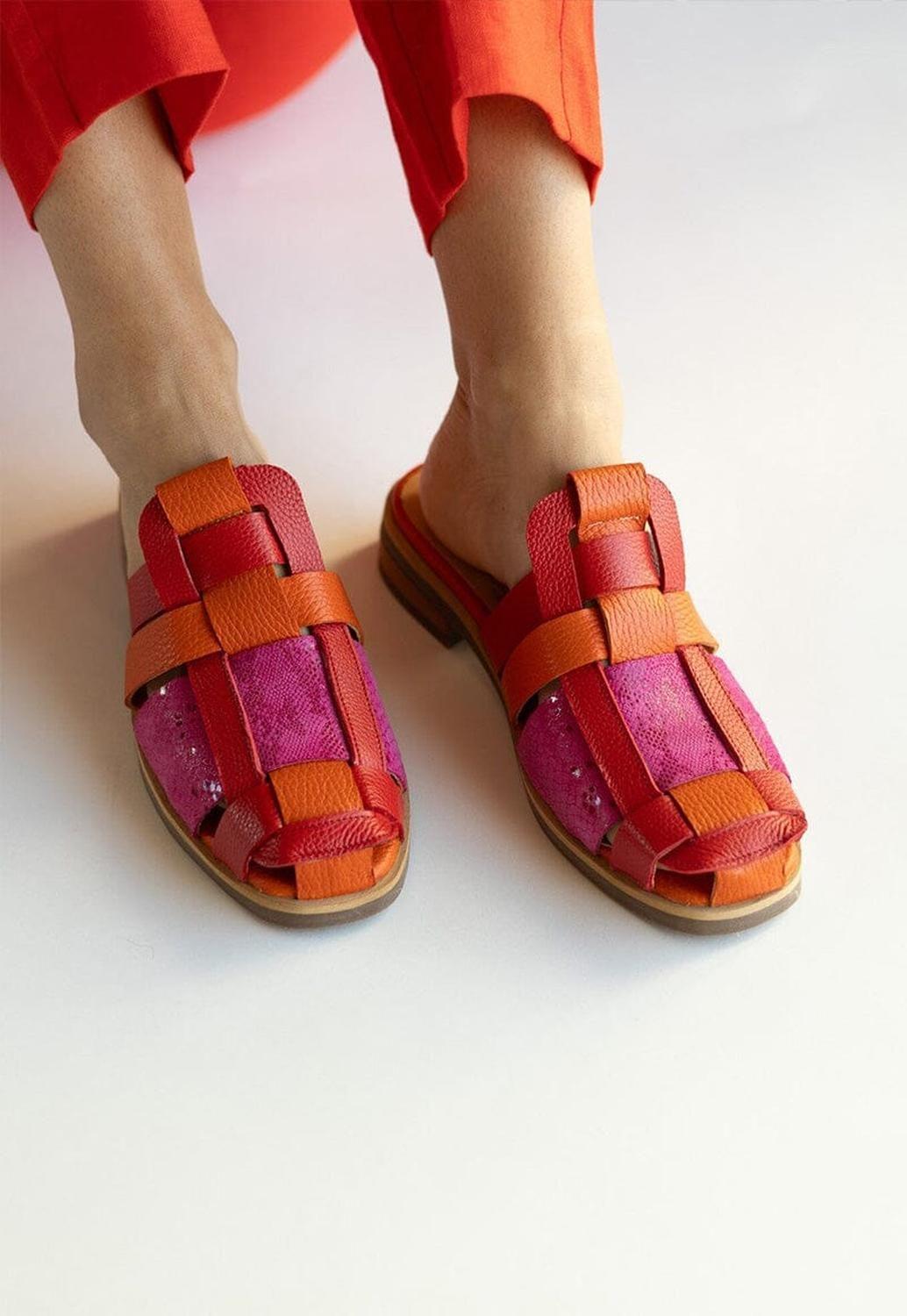 Babucha Mujer / Menfi Naranjo Rojo-1