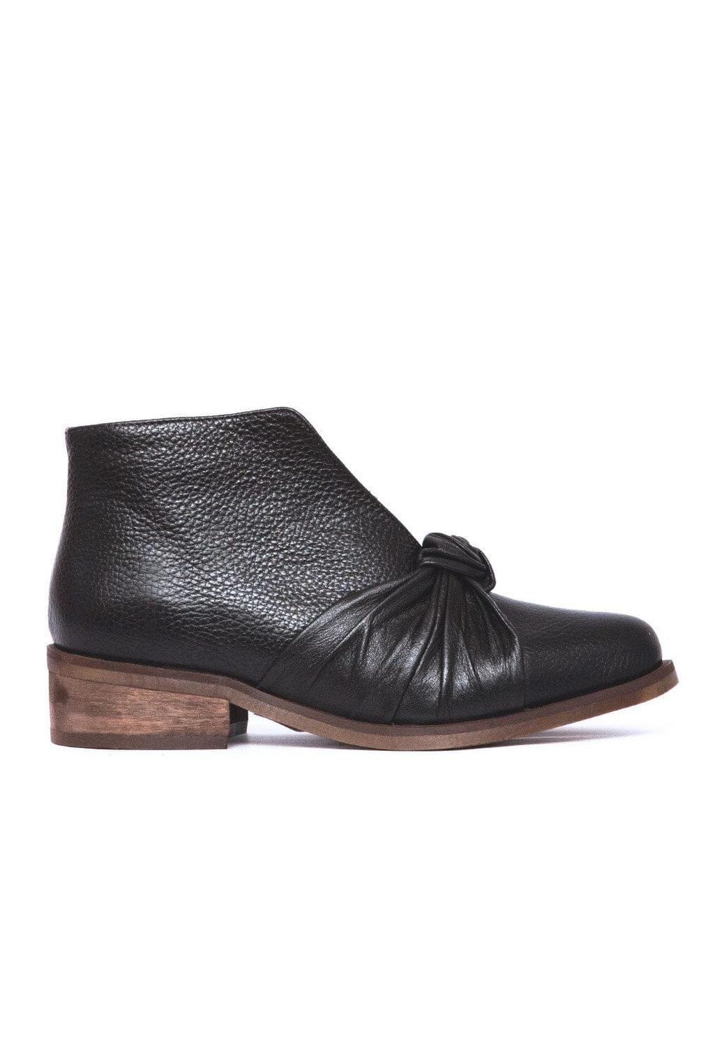 Botin Mujer De Cuero Florence Negro C1-0