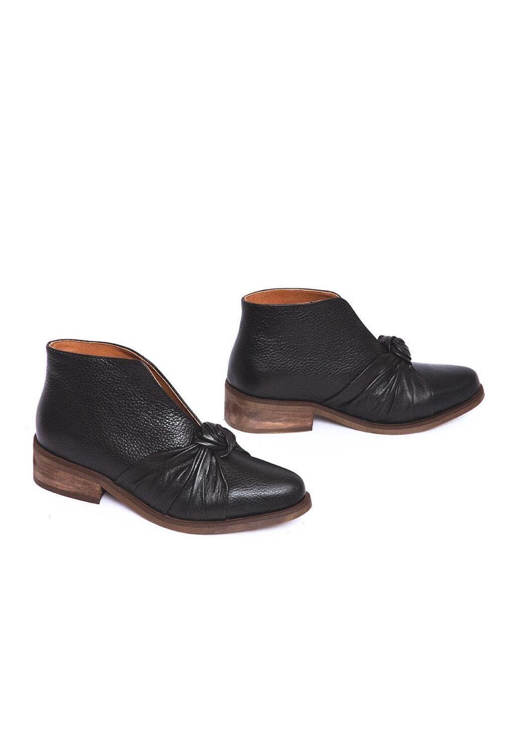 Botin Mujer De Cuero Florence Negro C1-5