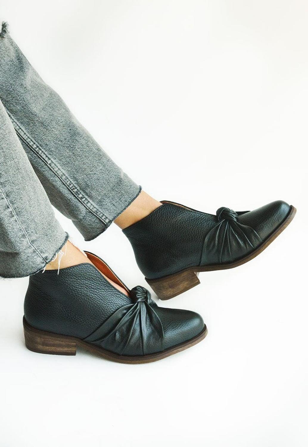 Botin Mujer De Cuero Florence Negro C1-6