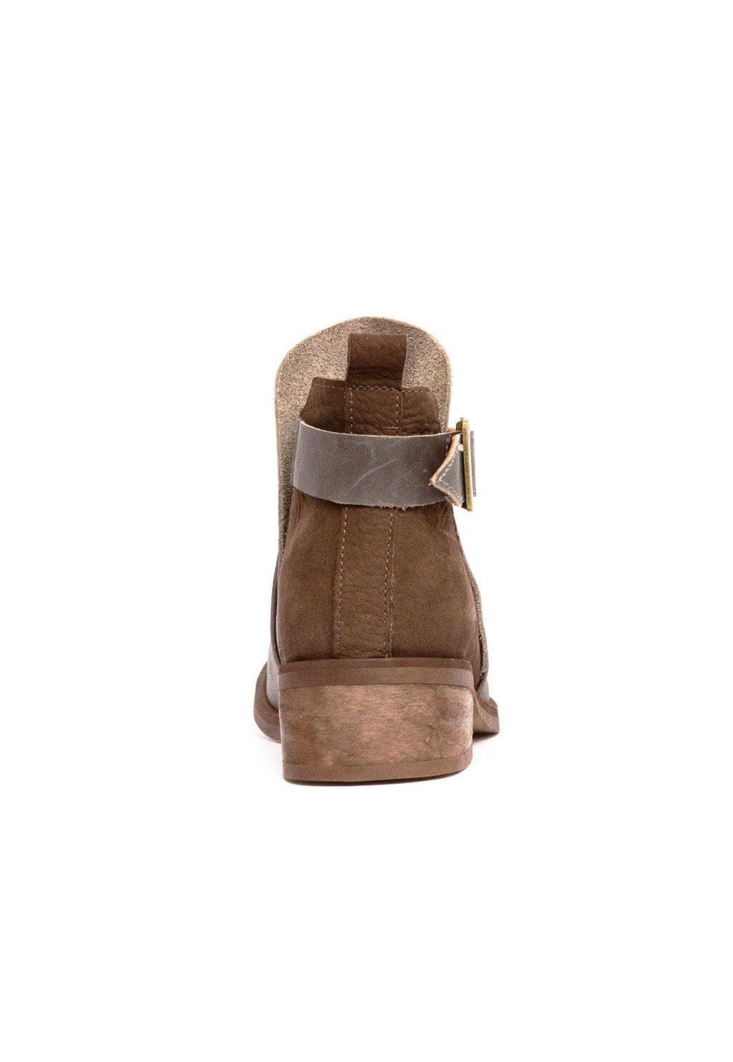 Botin Mujer De Cuero Angu Gris Café C12-4