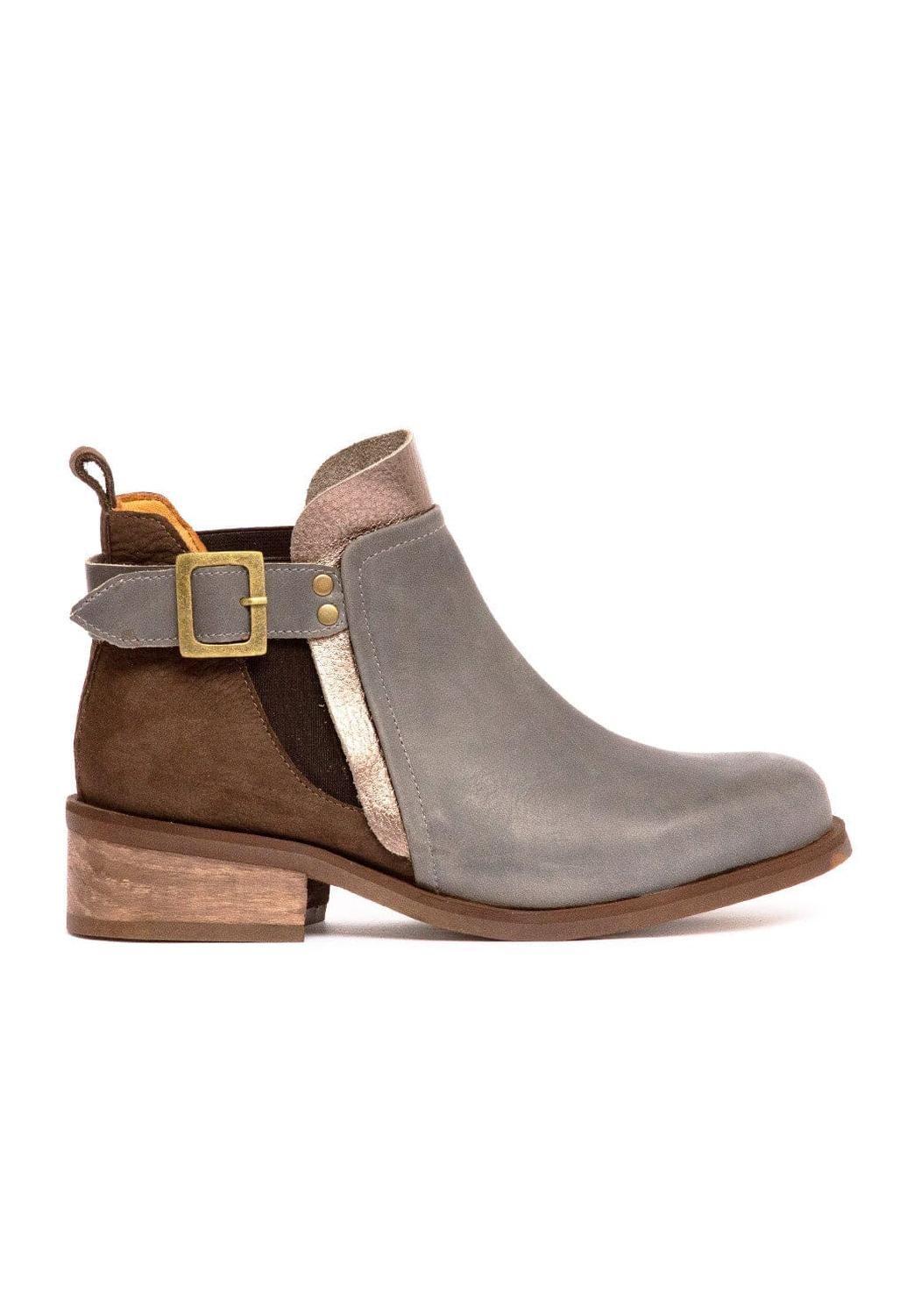 Botin Mujer De Cuero Angu Gris Café C12-0