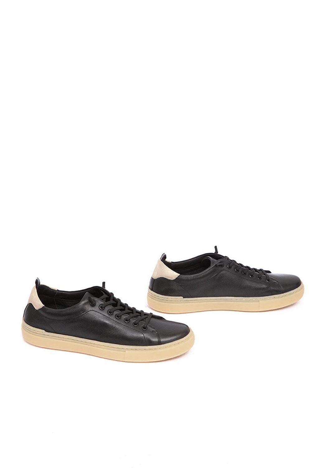 Zapatilla Hombre De Cuero Prat Negro C2-5