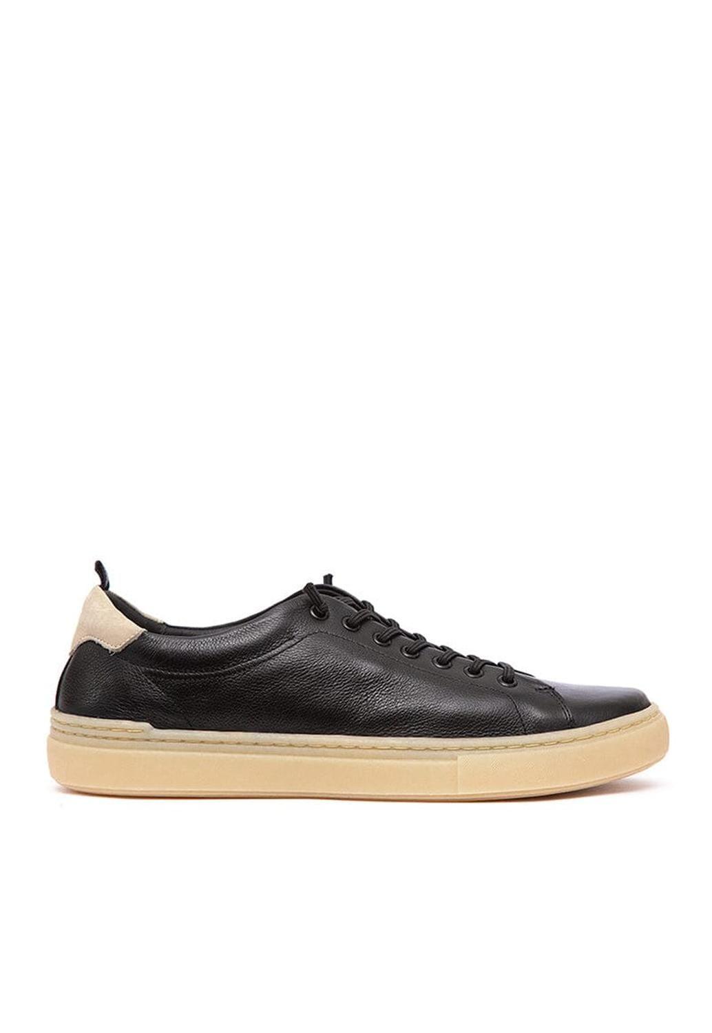 Zapatilla Hombre De Cuero Prat Negro C2-1
