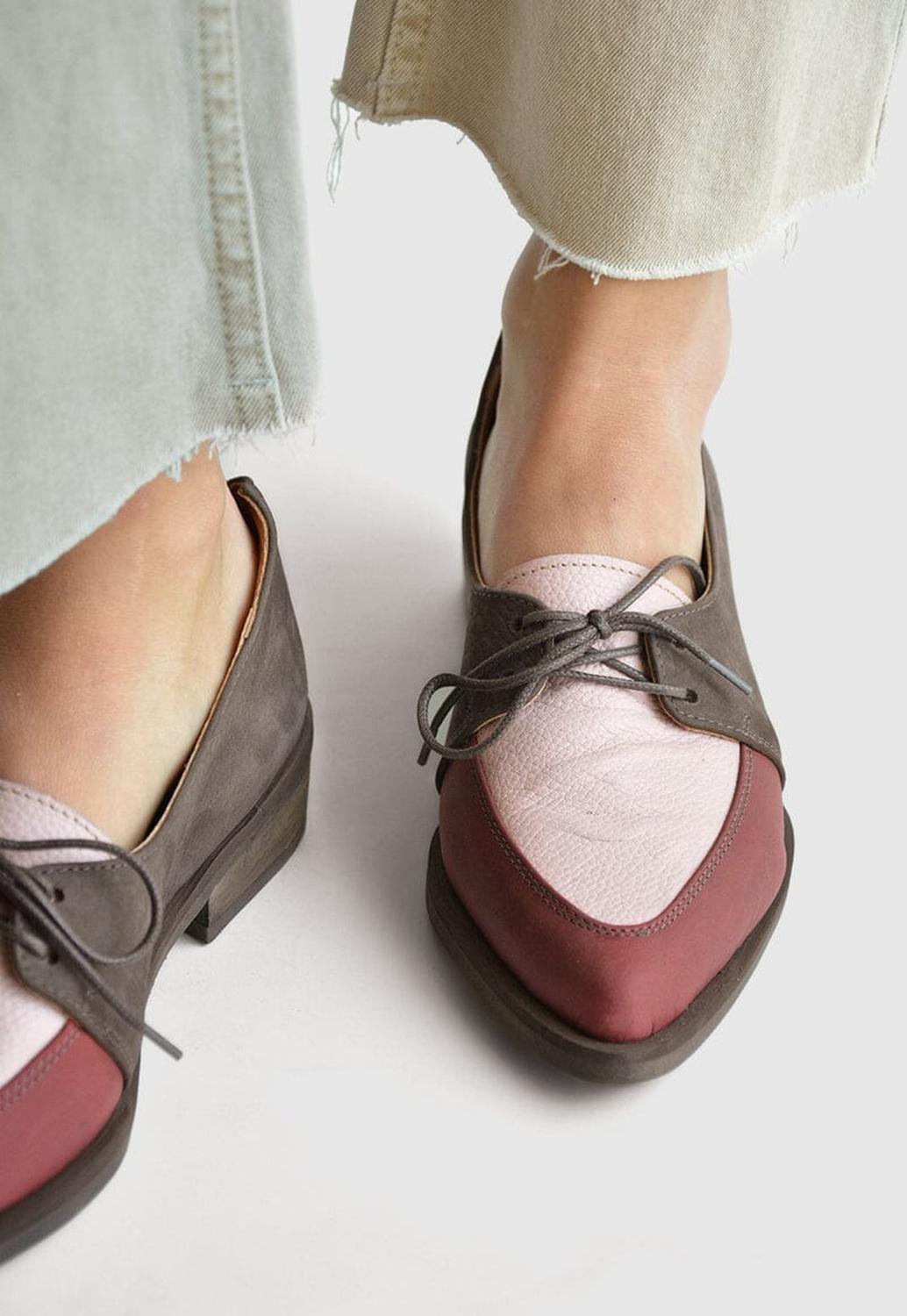 Zapato Mujer De Cuero Indira Burdeo Rosa C2-6