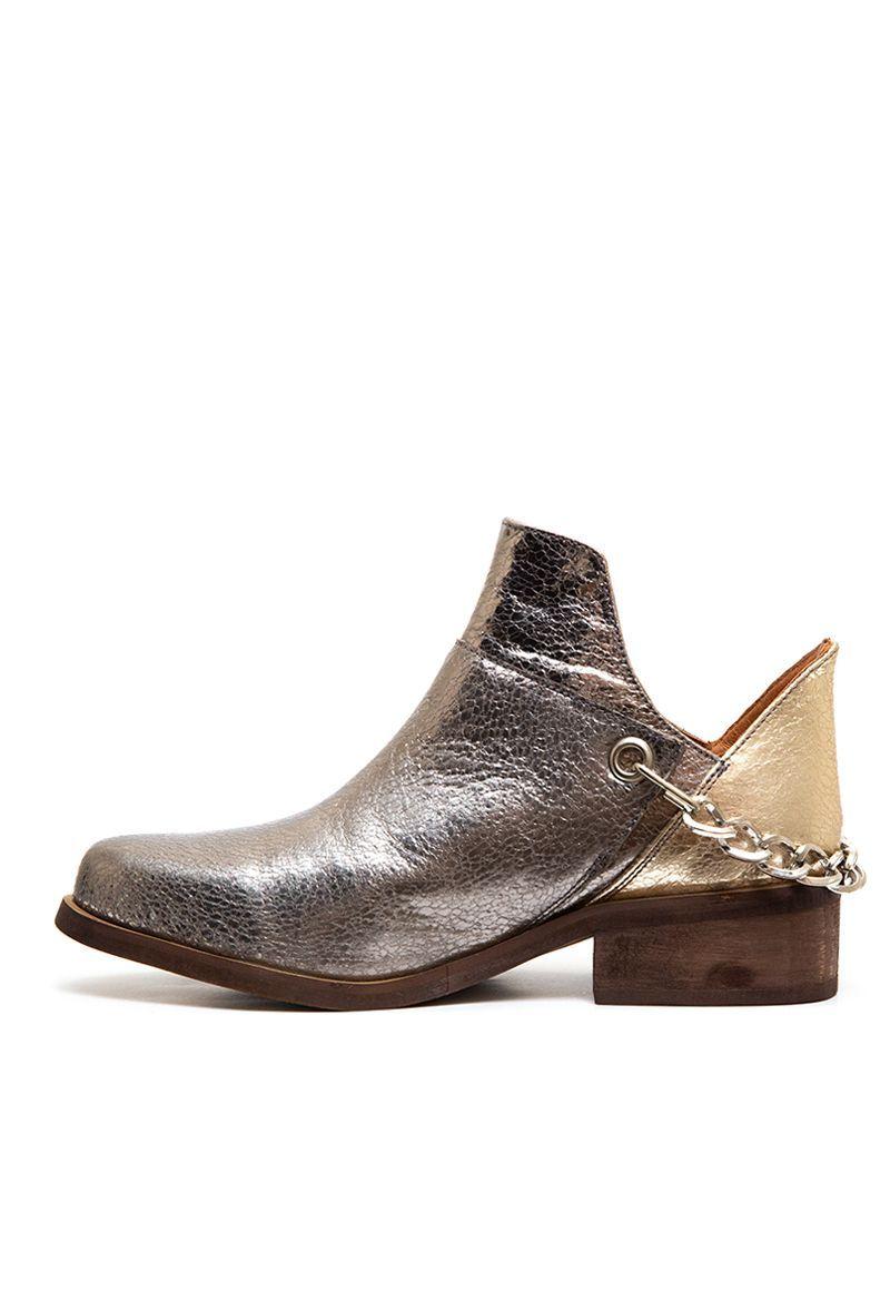 Botin De Cuero Pitao C3 Plateado Giani Dafirenze-0