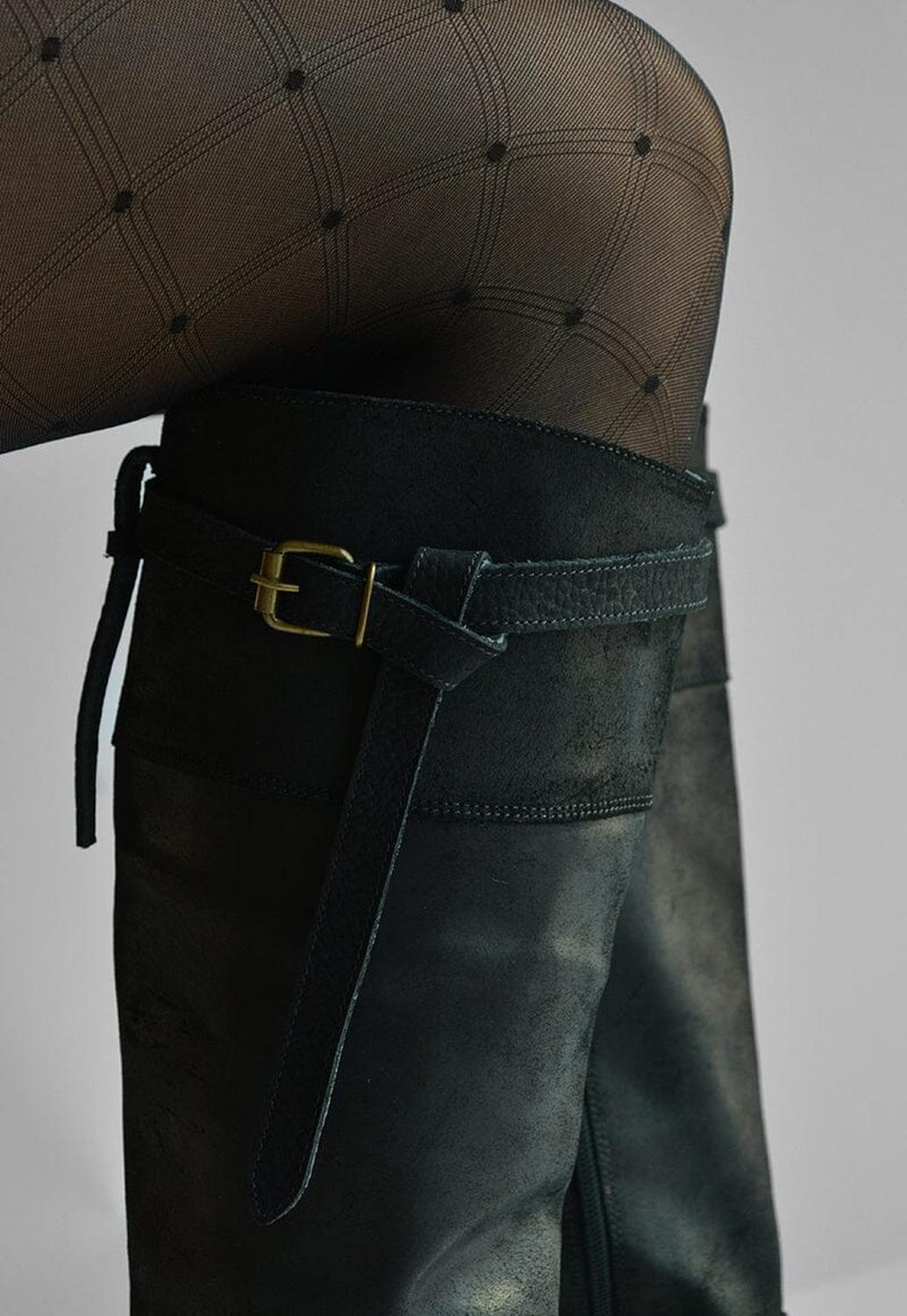 Bota Mujer De Cuero Sonia Negro C4-7
