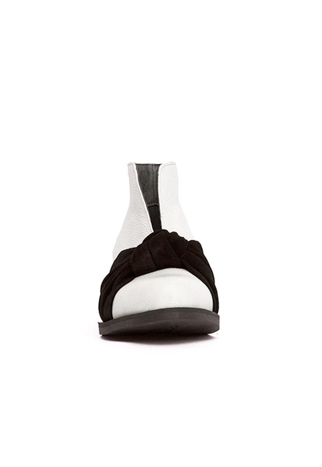 Botin Mujer De Cuero Florence Blanco Negro C4-2