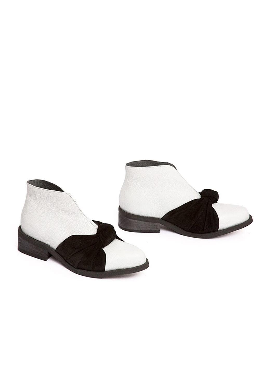 Botin Mujer De Cuero Florence Blanco Negro C4-5