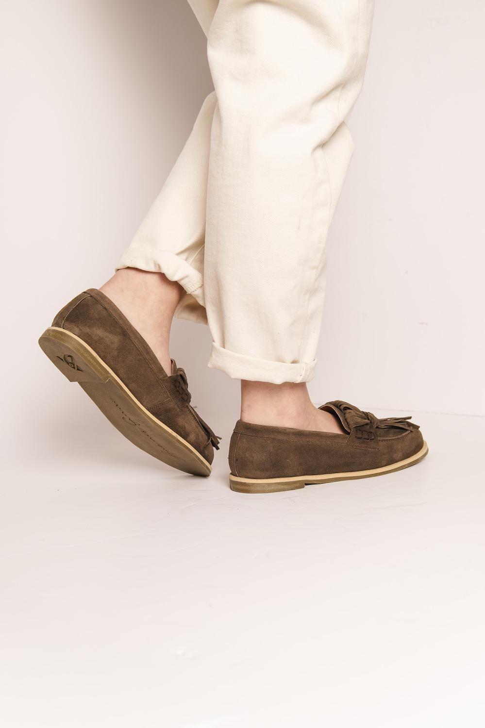 Mocasin Cuero Mujer  Flora Taupe-5