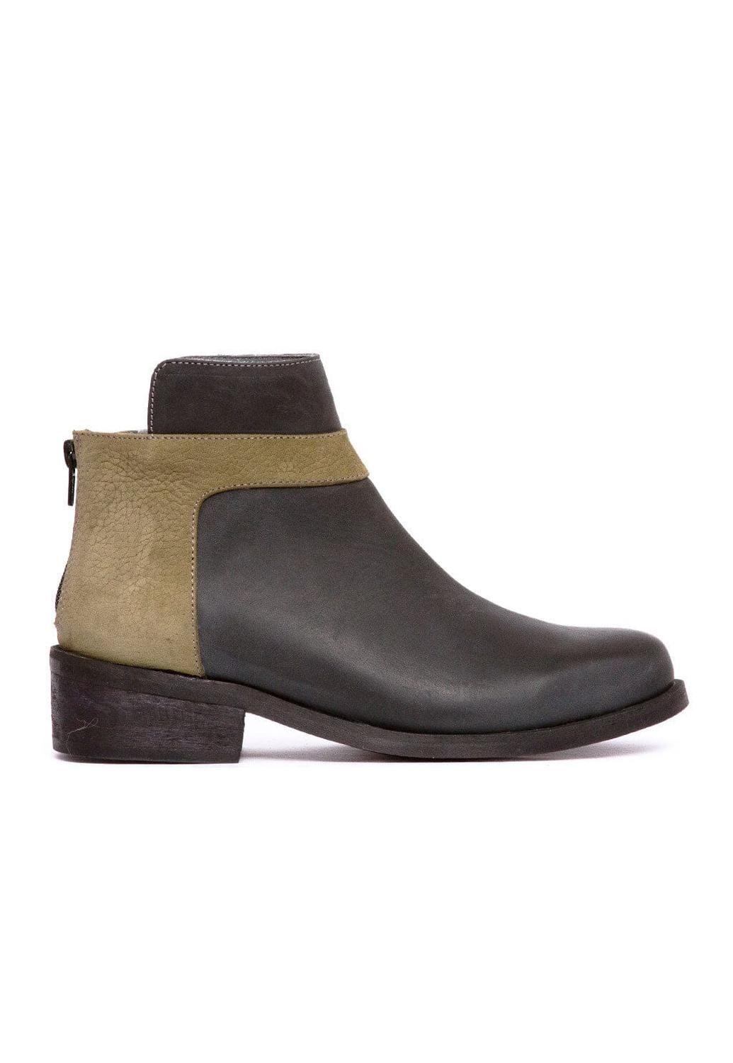 Botin Mujer De Cuero Antonieta Negro Verde C1-1