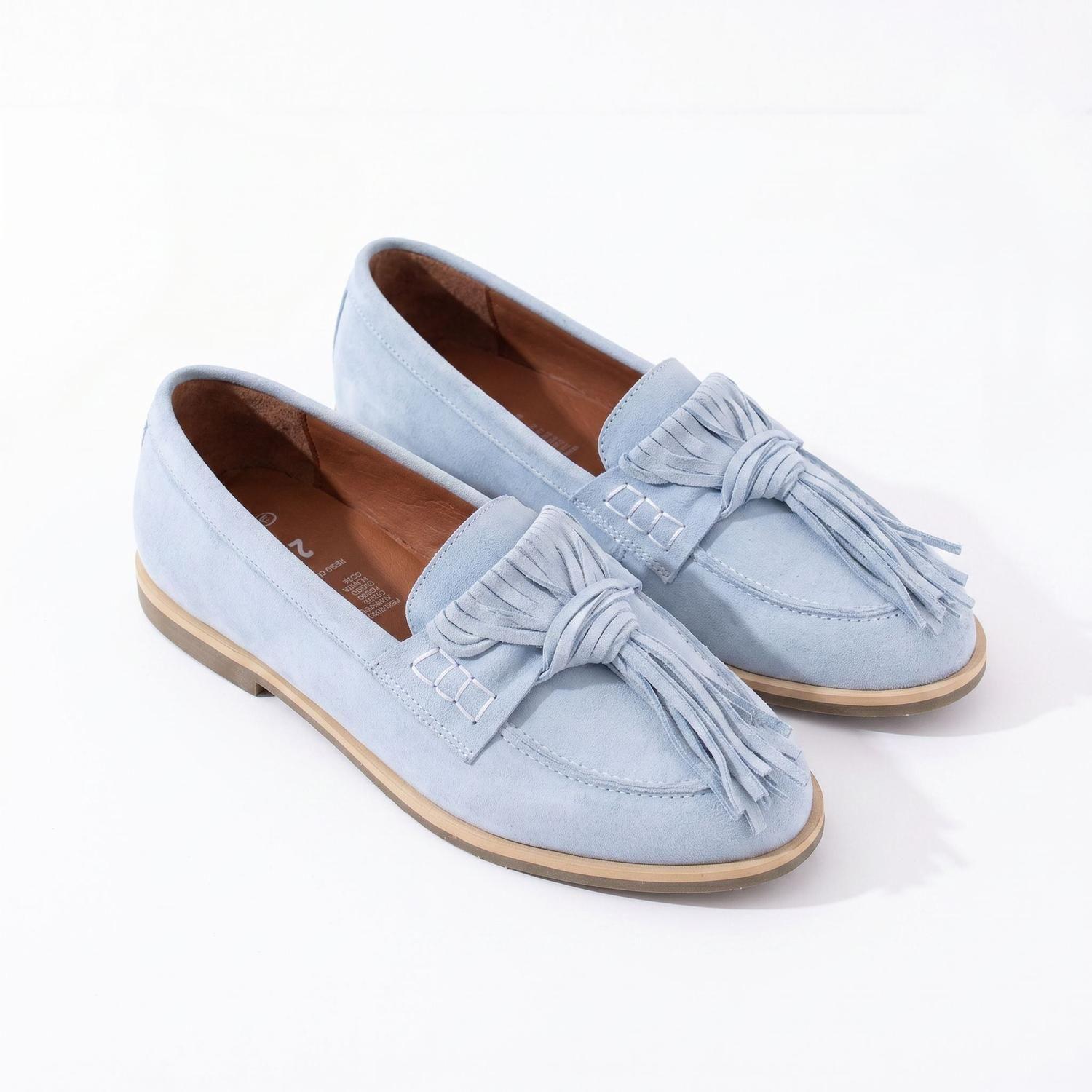 Mocasin Cuero Mujer  Flora Celeste-1