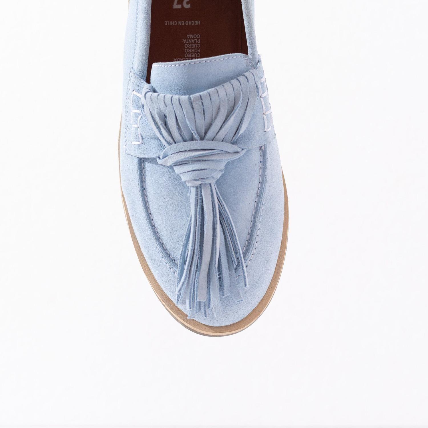 Mocasin Cuero Mujer  Flora Celeste-3