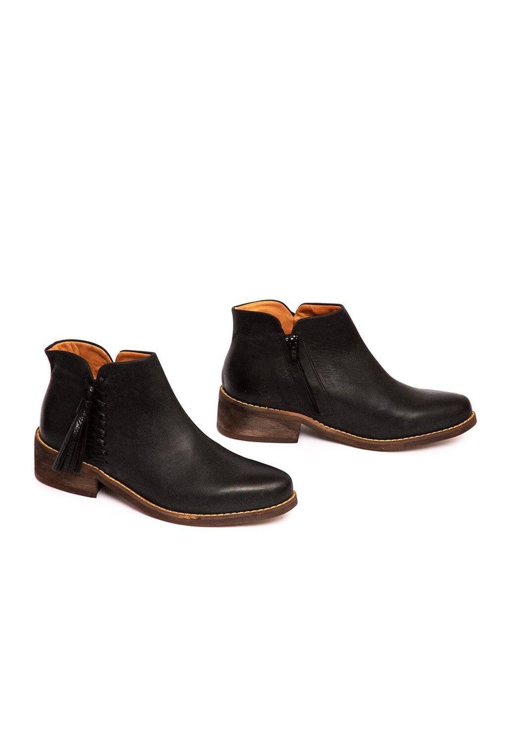 Botin Mujer De Cuero Virginia Negro C1-5