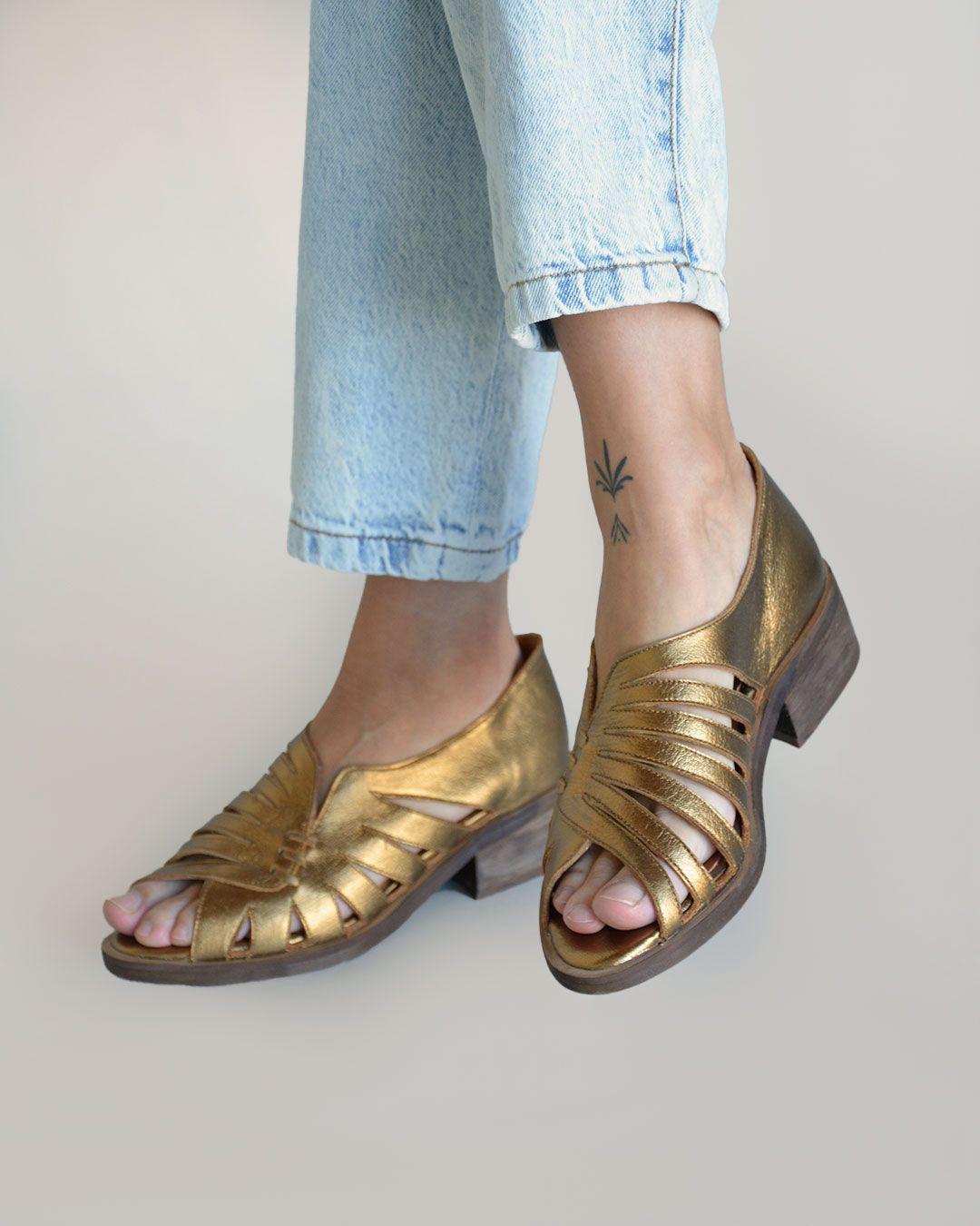 Sandalias De Cuero Mielero C6 Bronce Giani Dafirenze-1