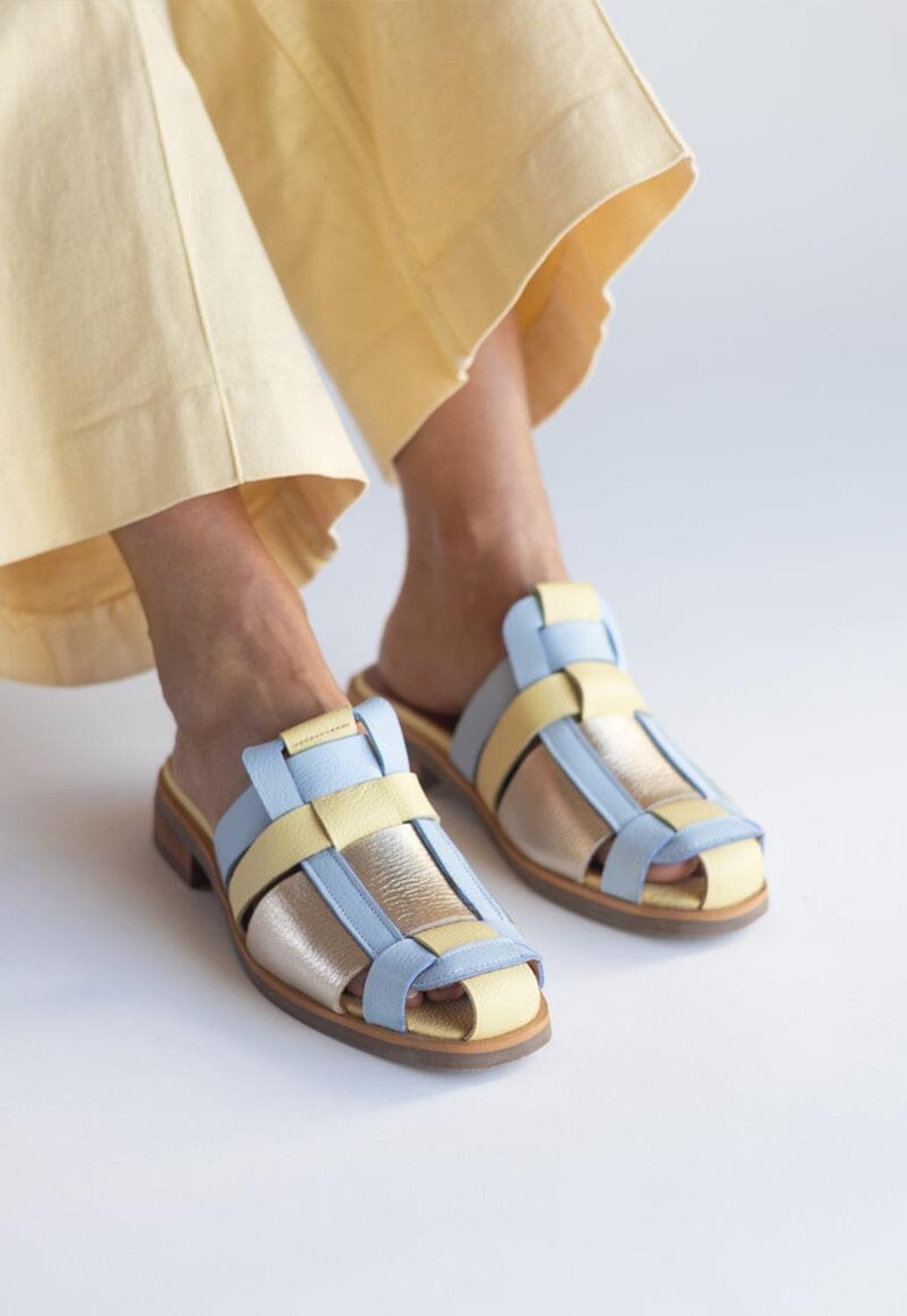 Babucha Mujer / Menfi Amarillo Celeste-0