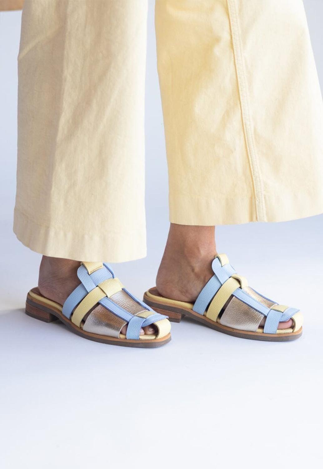 Babucha Mujer / Menfi Amarillo Celeste-5