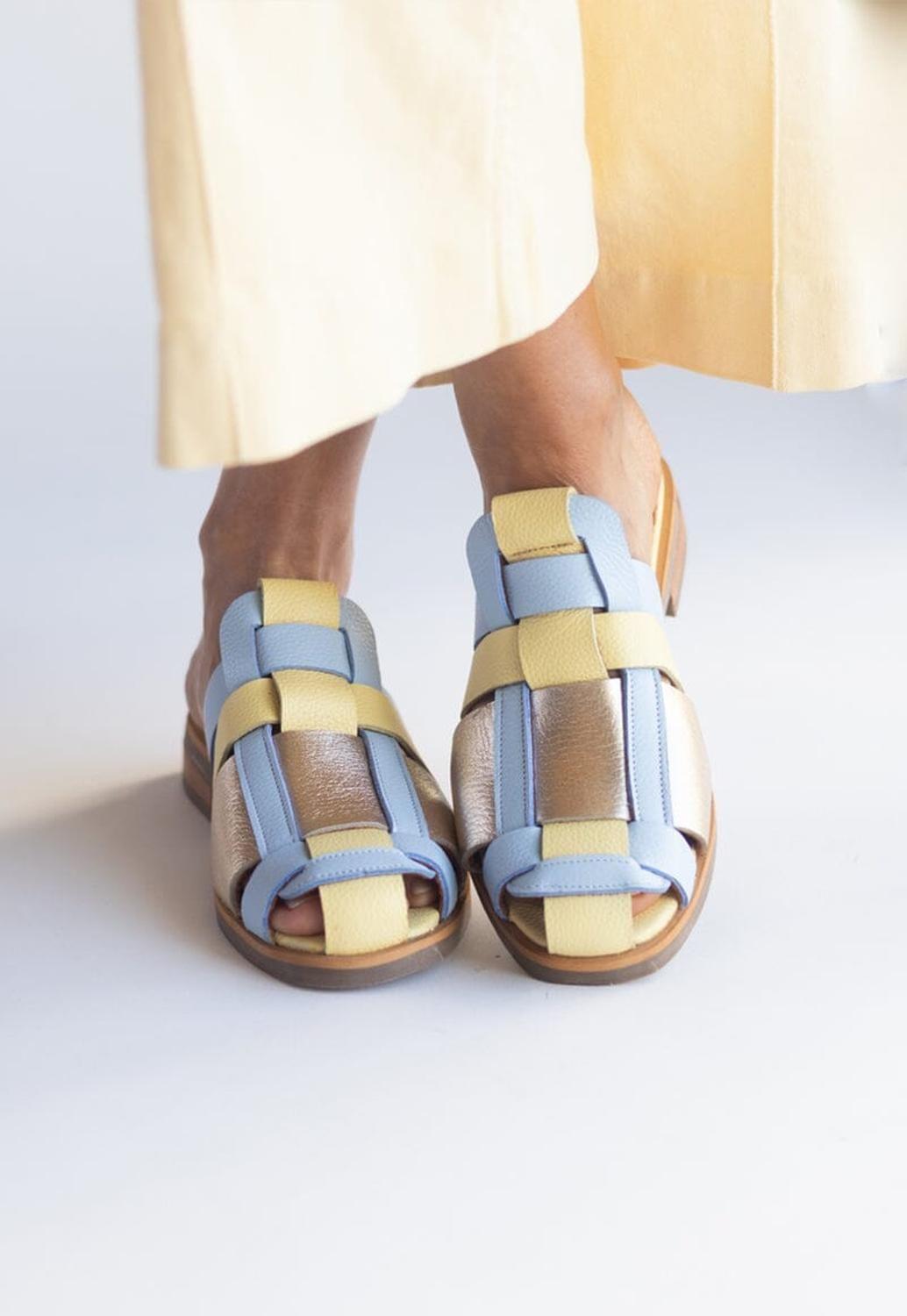 Babucha Mujer / Menfi Amarillo Celeste-6