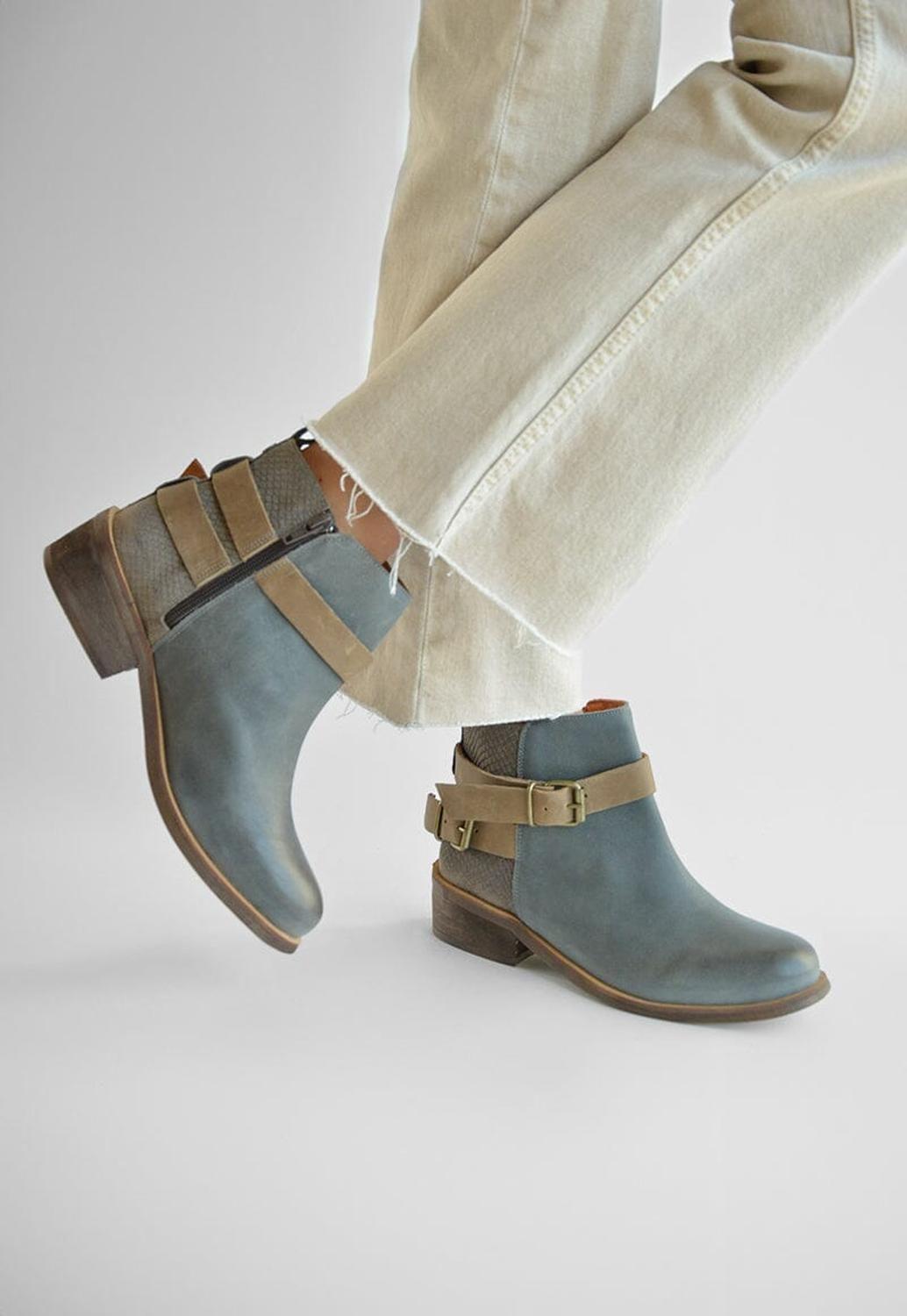 Botin Mujer De Cuero Laura Gris Taupe C6-6