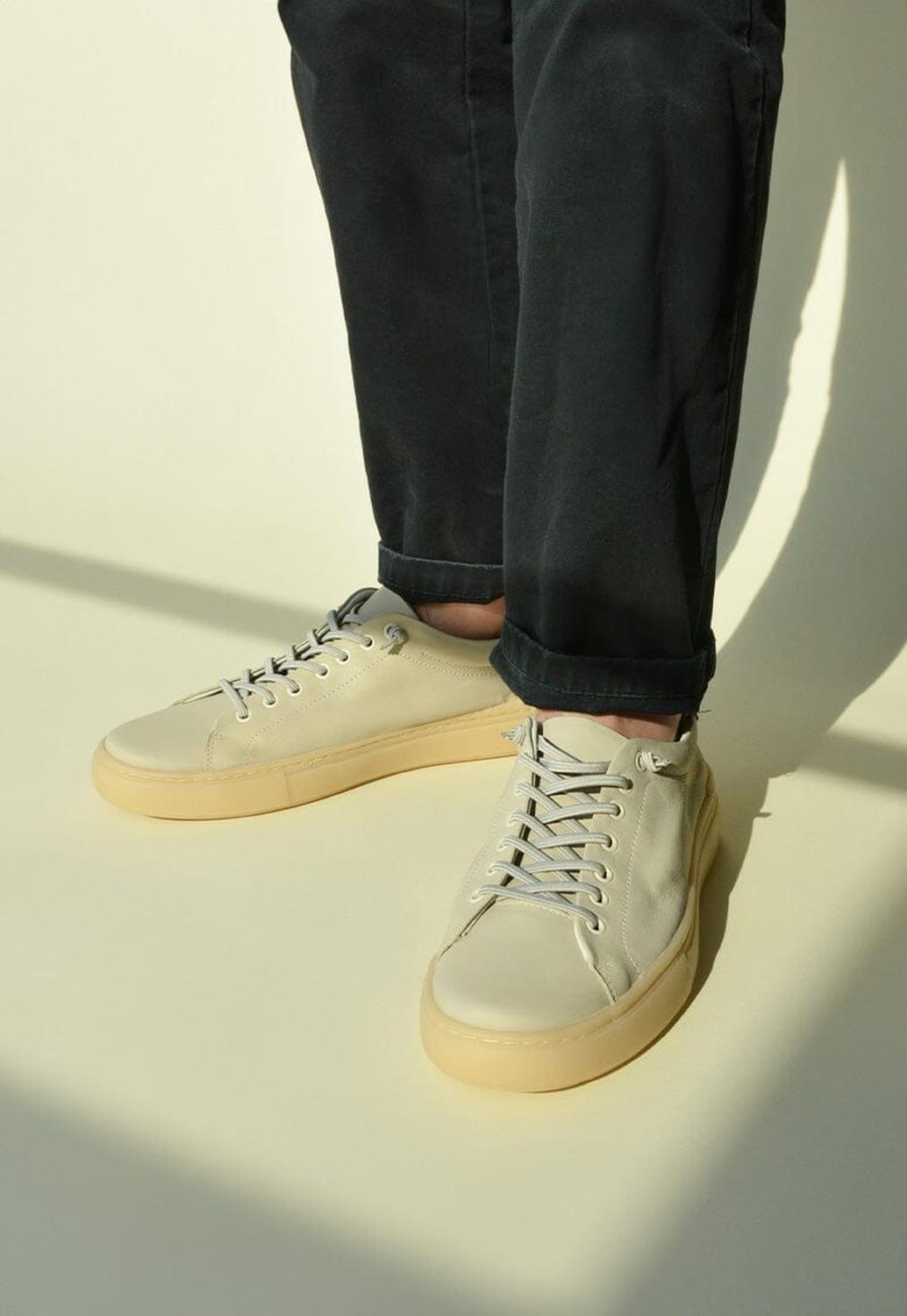 Zapatilla Hombre De Cuero Prat Beige C1-5