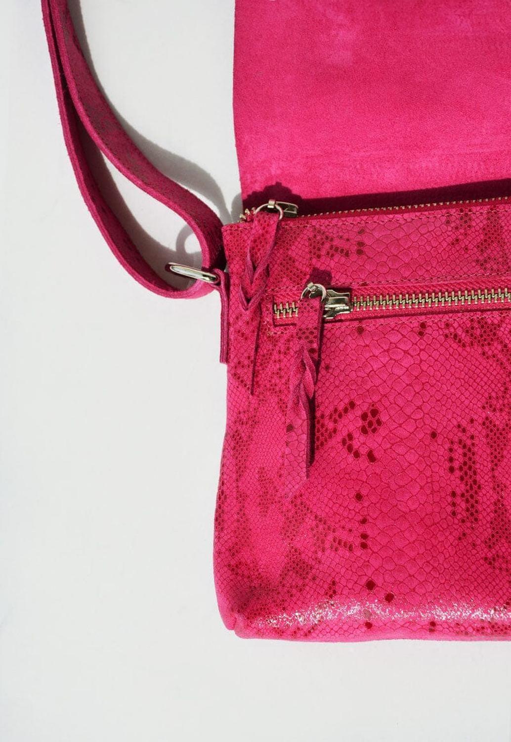 Bandolera Mujer De Cuero Thea Fucsia C6-3