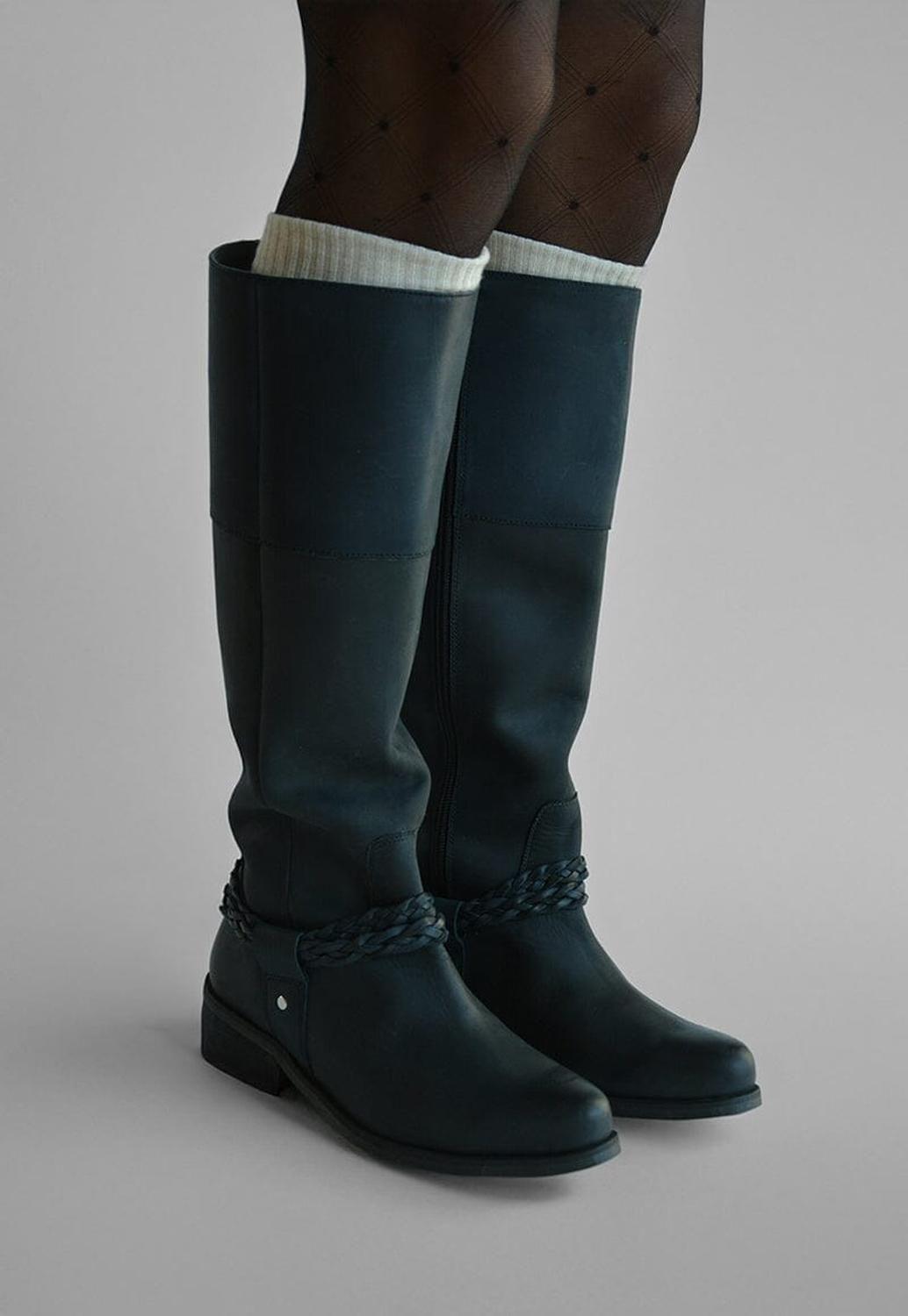 Bota Mujer De Cuero Betty Negro C1-1