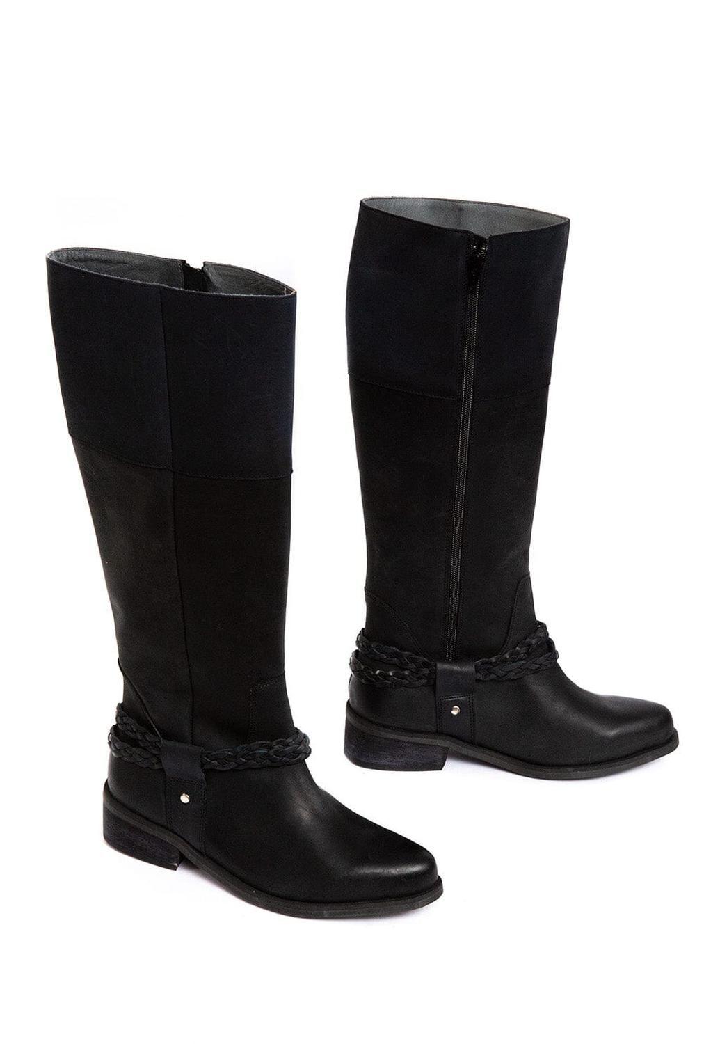 Bota Mujer De Cuero Betty Negro C1-5