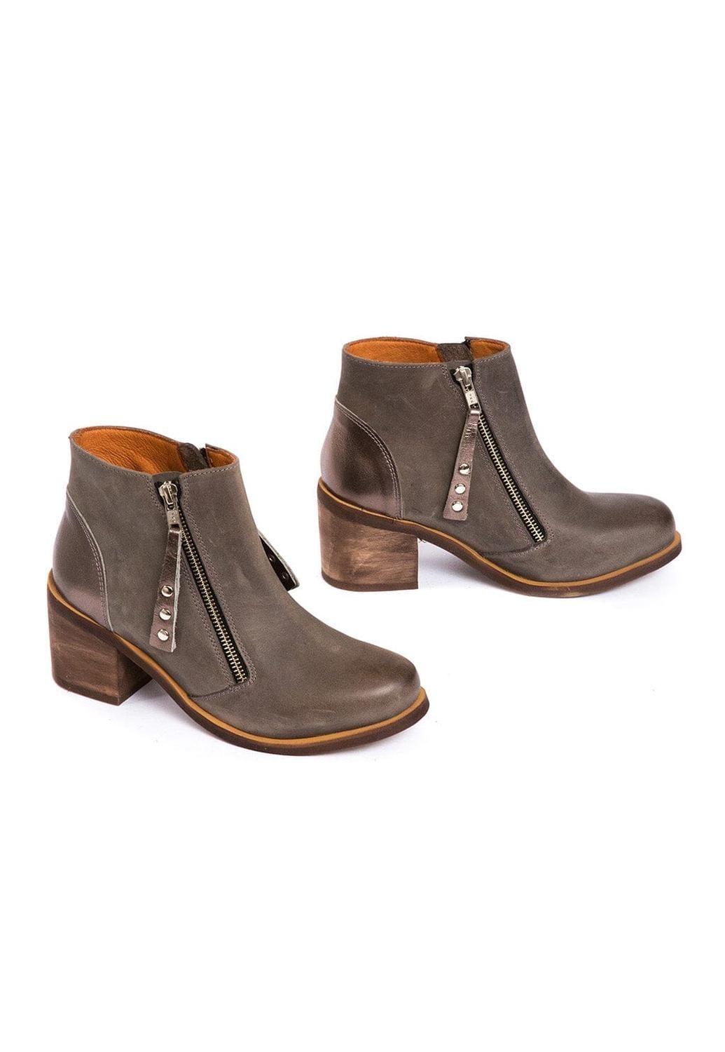 Botin Mujer De Cuero Sai Gris C13-4