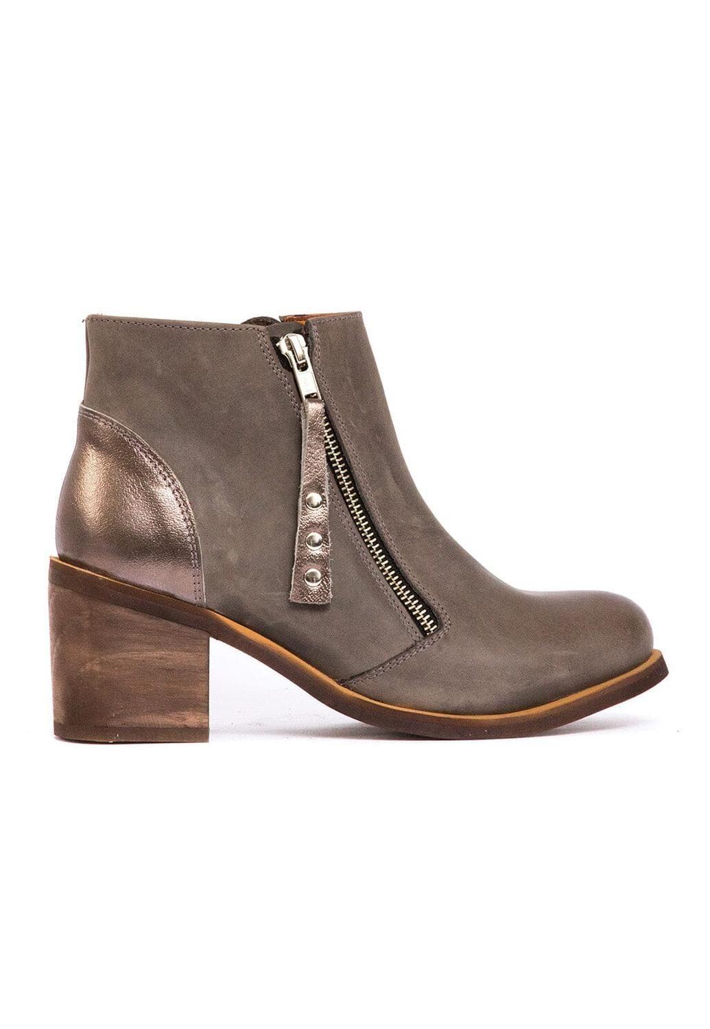 Botin Mujer De Cuero Sai Gris C13-1