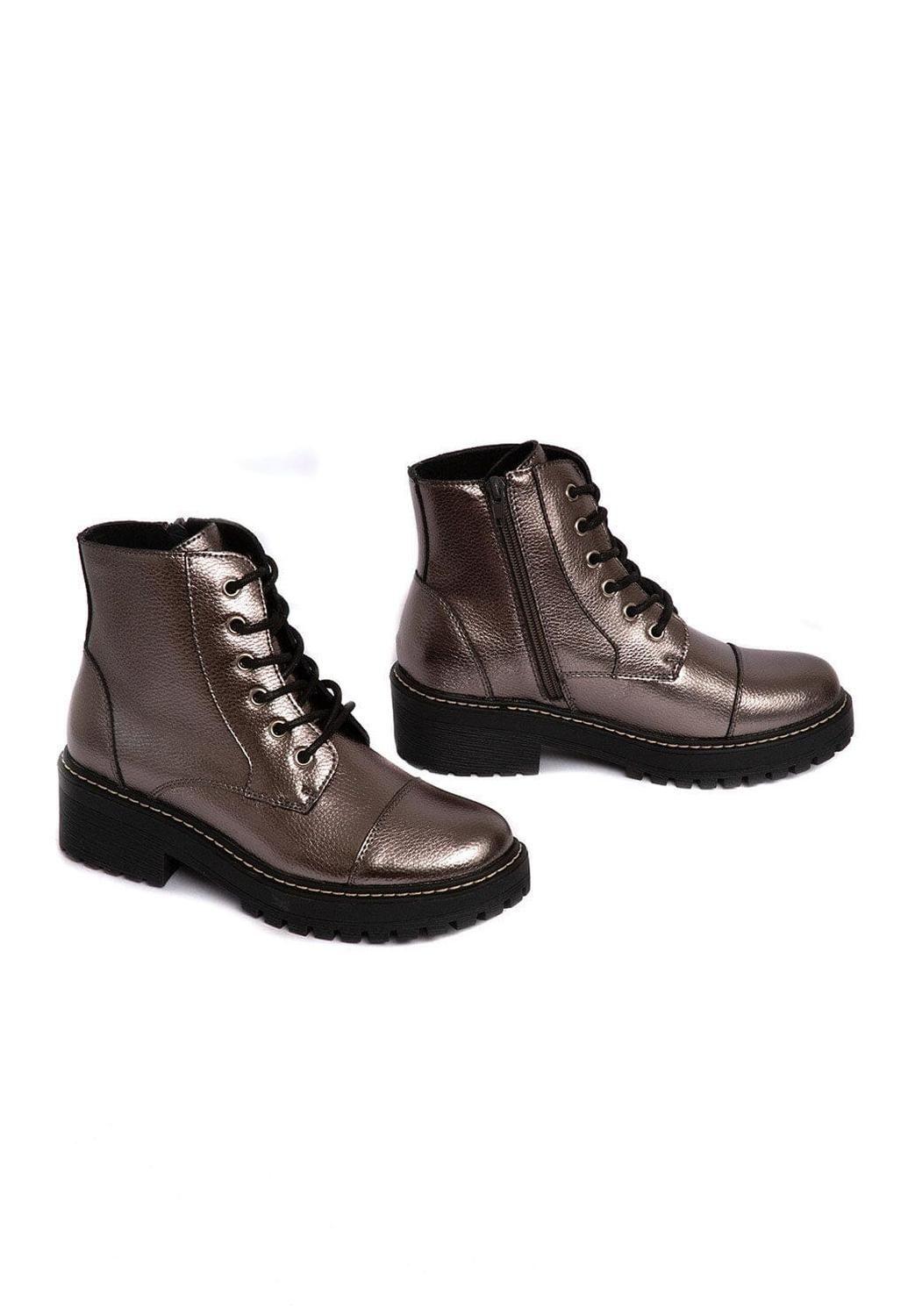 Botines Mujer De Cuero Tiuque Metálico C20-5