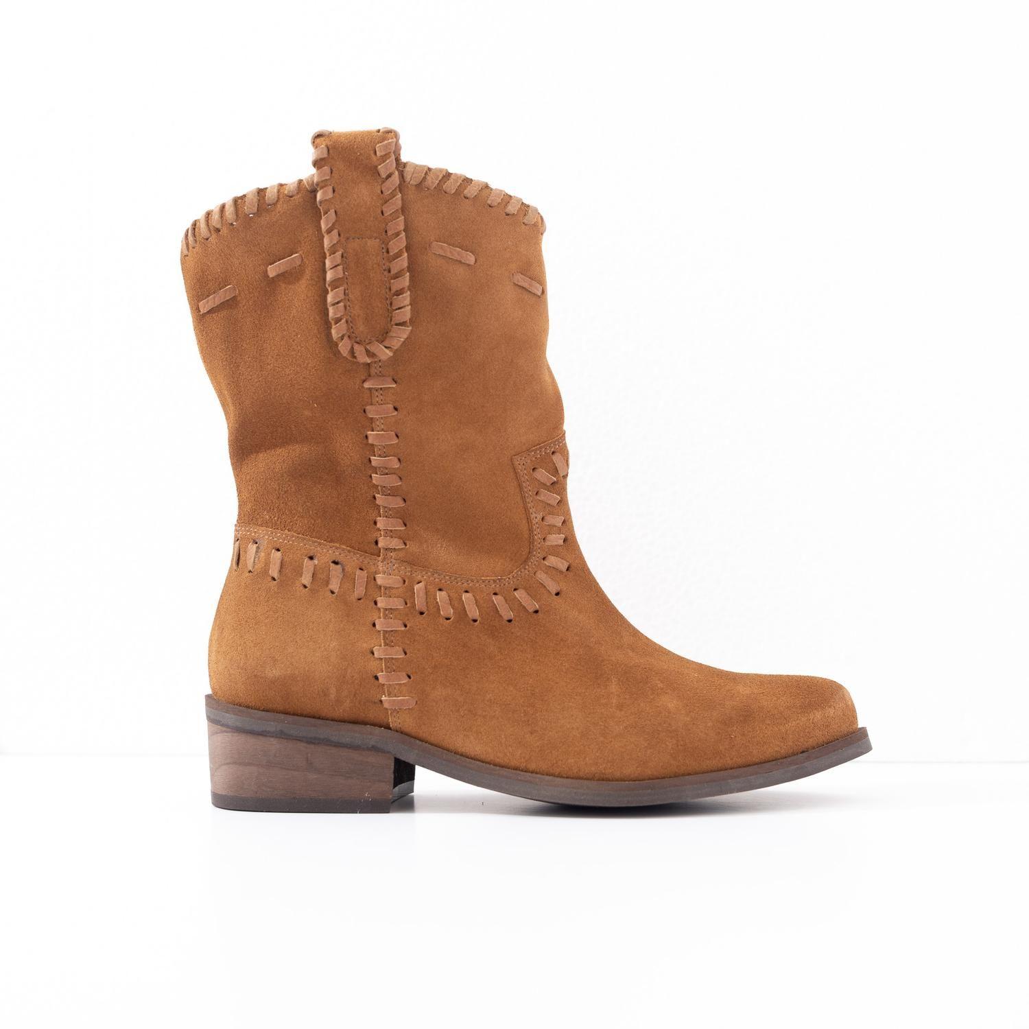Bota Cuero Mujer Ceniza Camel-0