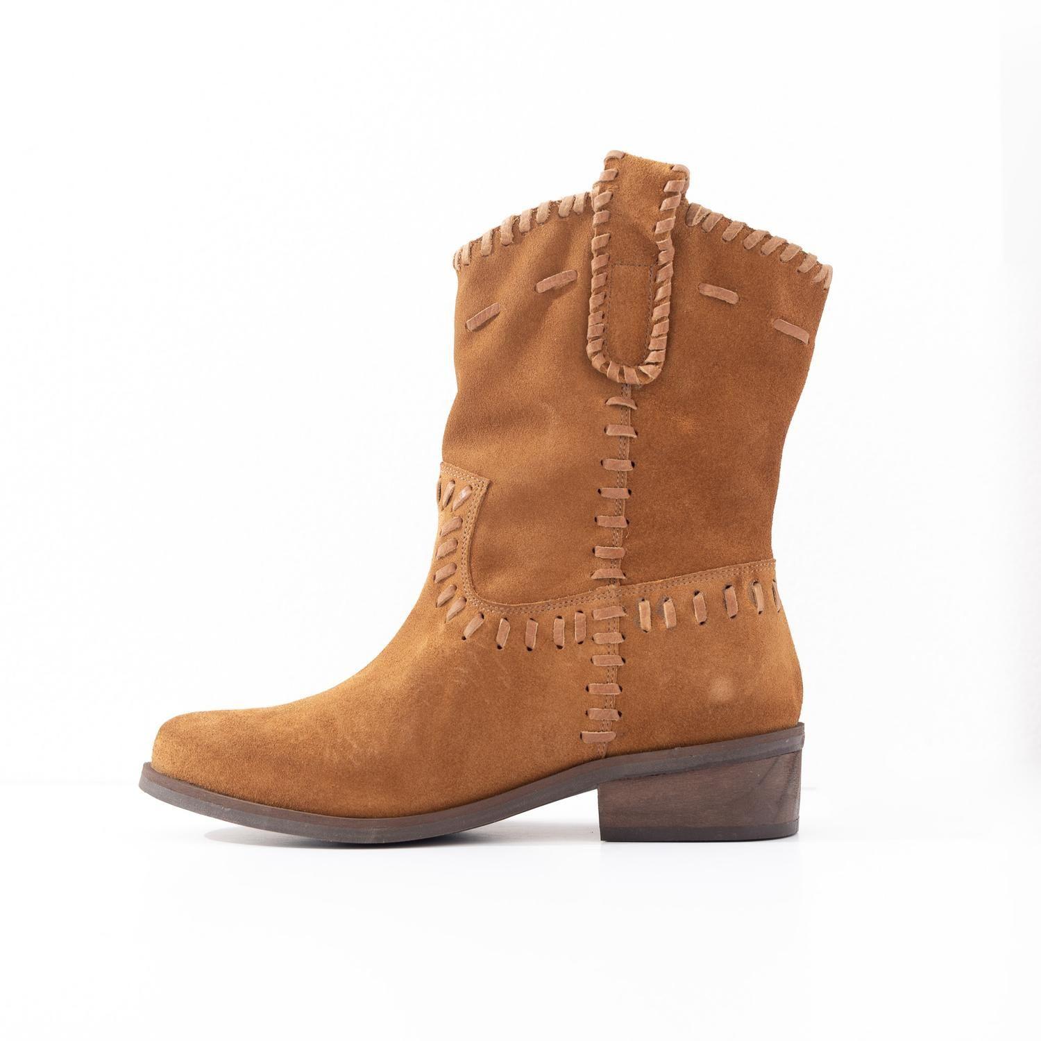 Bota Cuero Mujer Ceniza Camel-2