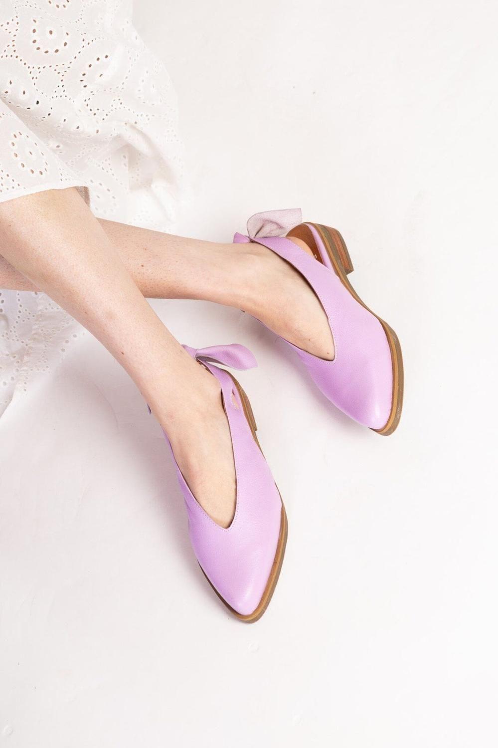 Zapato Cuero Mujer  Guindo Lila-1