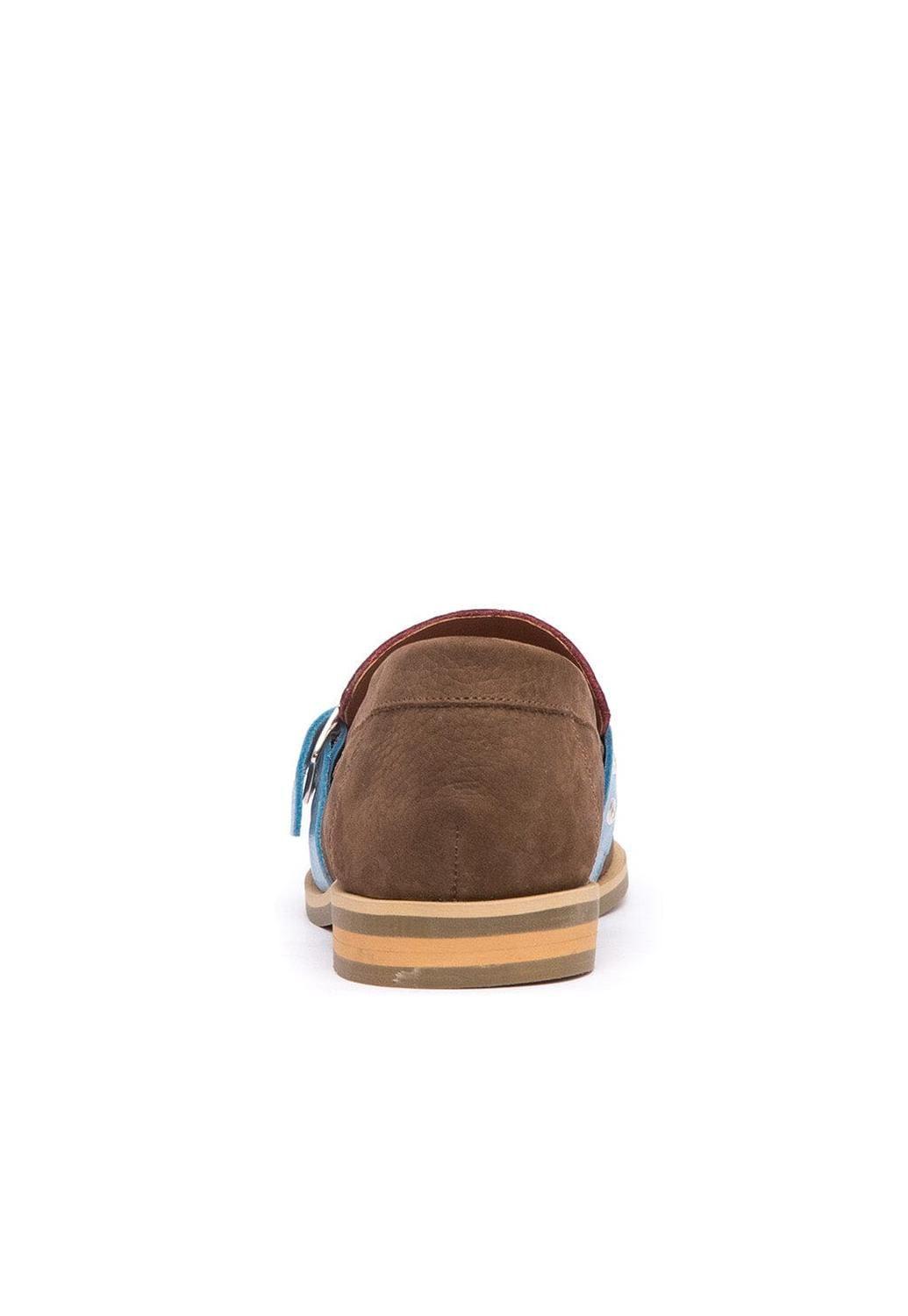 Mocasin Mujer De Cuero Amelia Burdeo Celeste C3-4